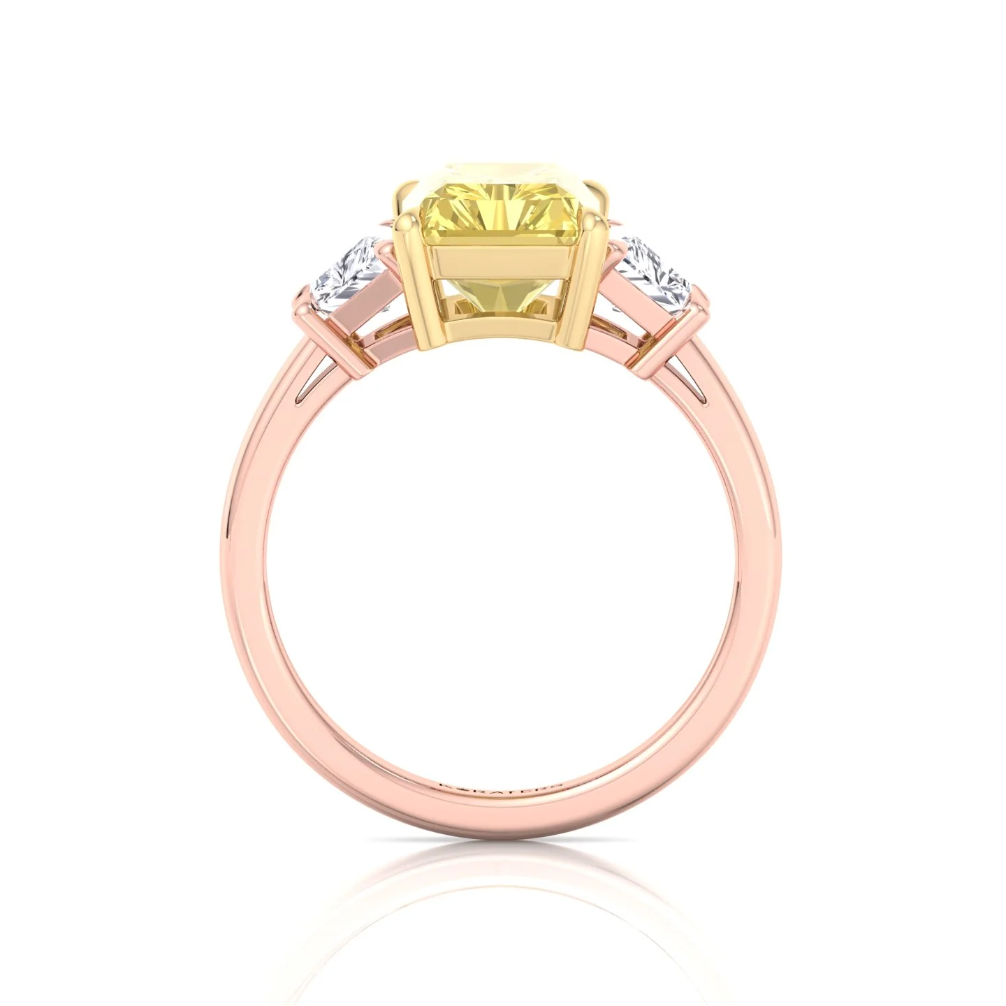 Fancy Yellow Radiant & Trapezoid Three Stone Lab-Diamond Engagement Ring - Image 14