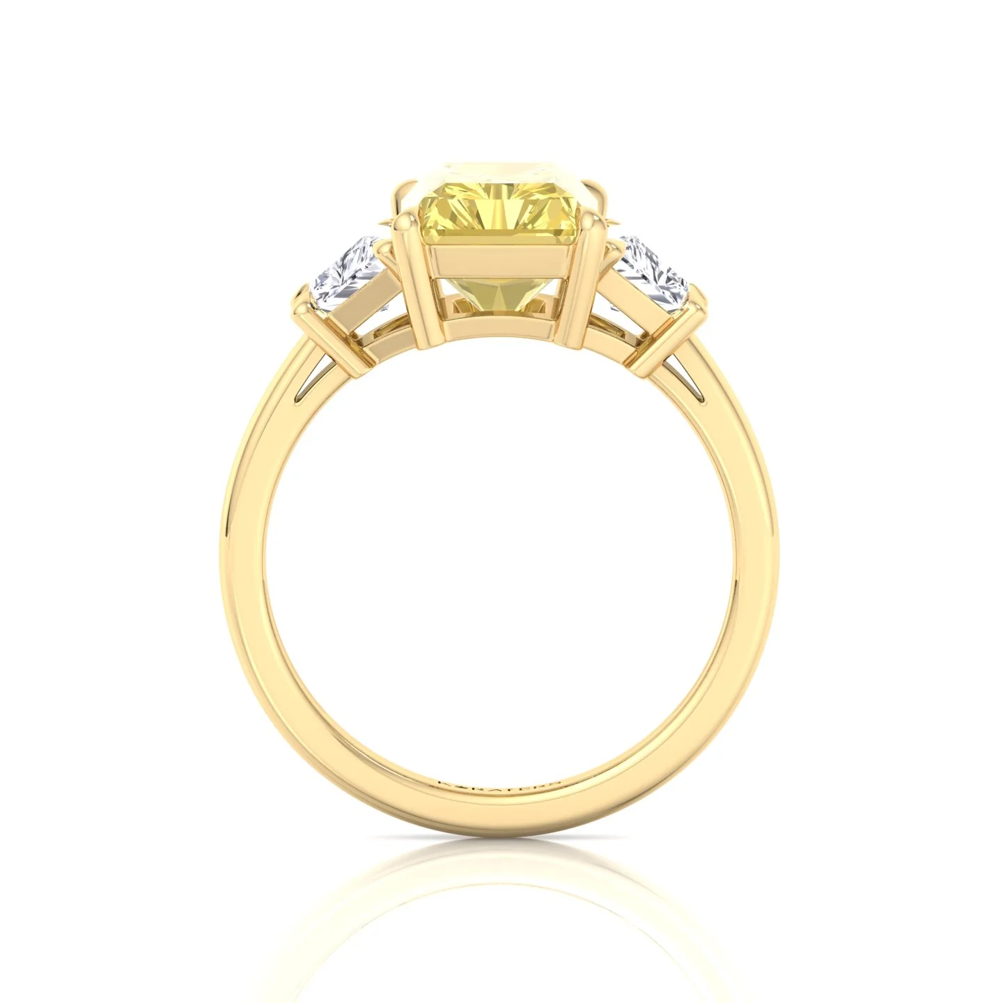 Fancy Yellow Radiant & Trapezoid Three Stone Lab-Diamond Engagement Ring - Image 9