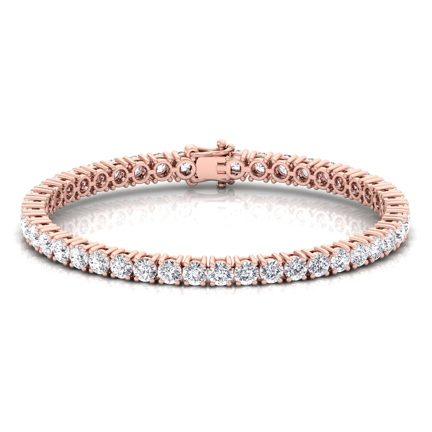 4 Prong Round Cut Lab-Grown Diamond Tennis Bracelet 14K Solid Gold - Image 13