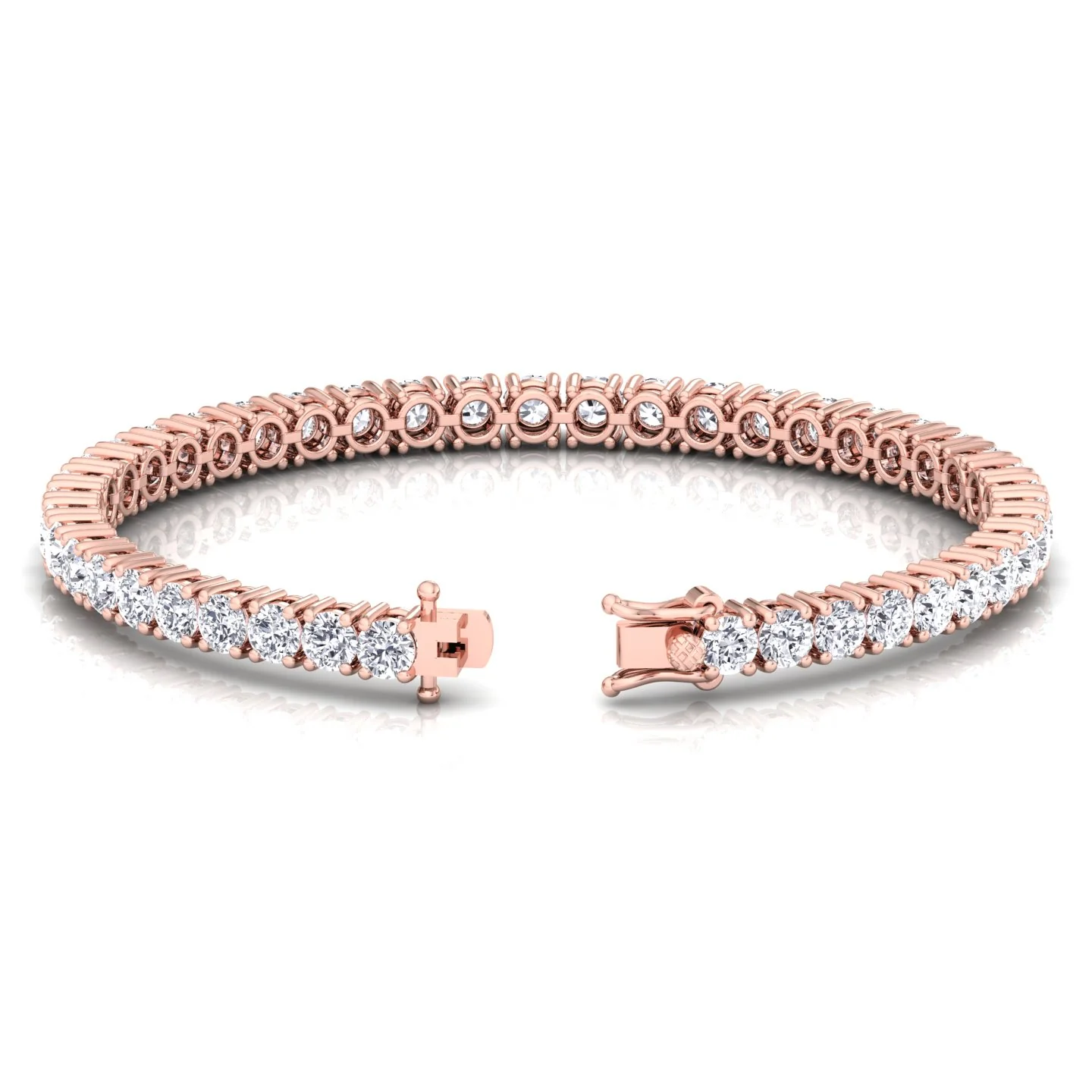 4 Prong Round Cut Lab-Grown Diamond Tennis Bracelet 14K Solid Gold - Image 14