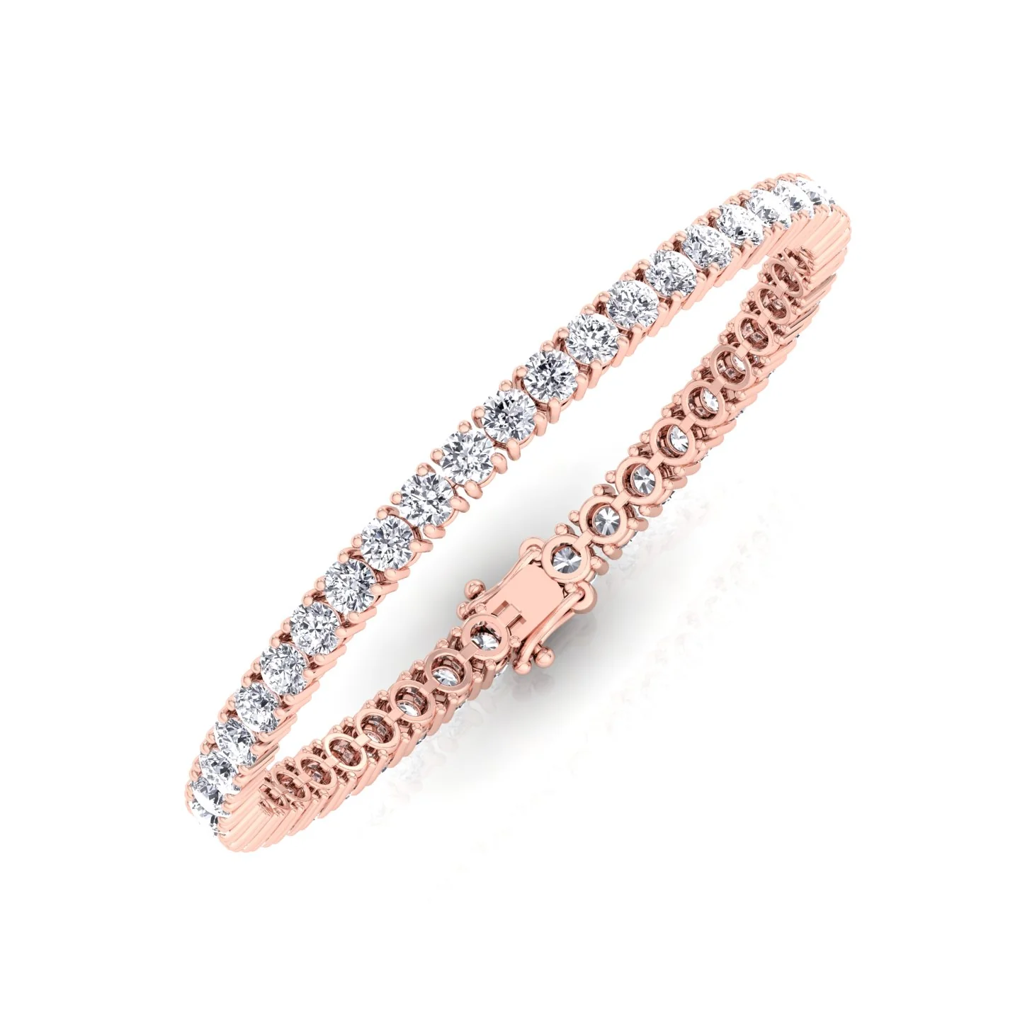 4 Prong Round Cut Lab-Grown Diamond Tennis Bracelet 14K Solid Gold - Image 15