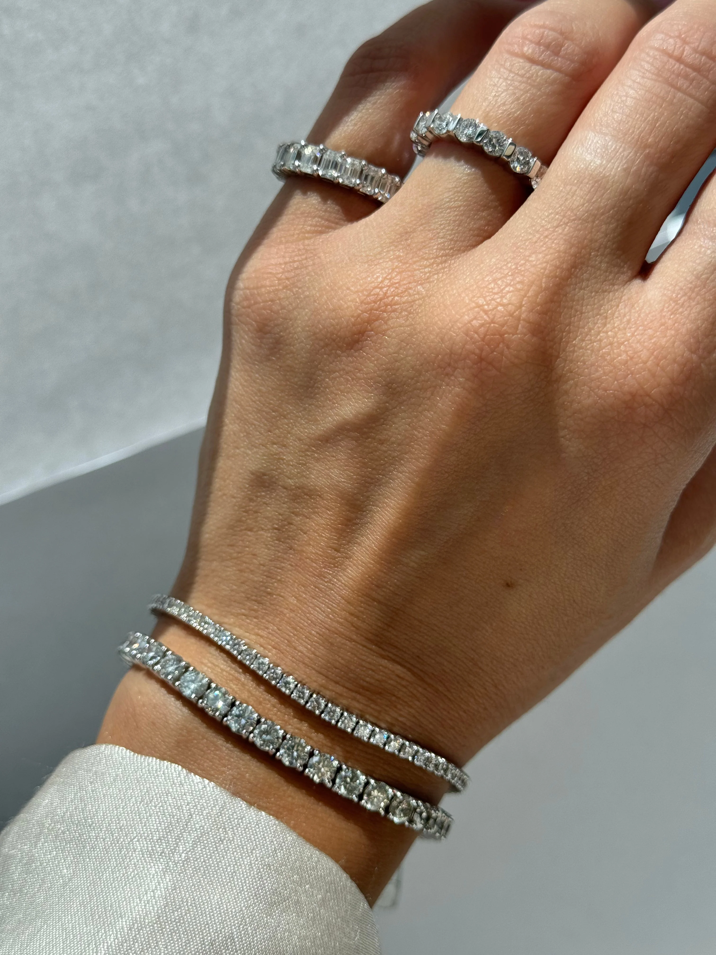 4 Prong Round Cut Lab-Grown Diamond Tennis Bracelet 14K Solid Gold - Image 16