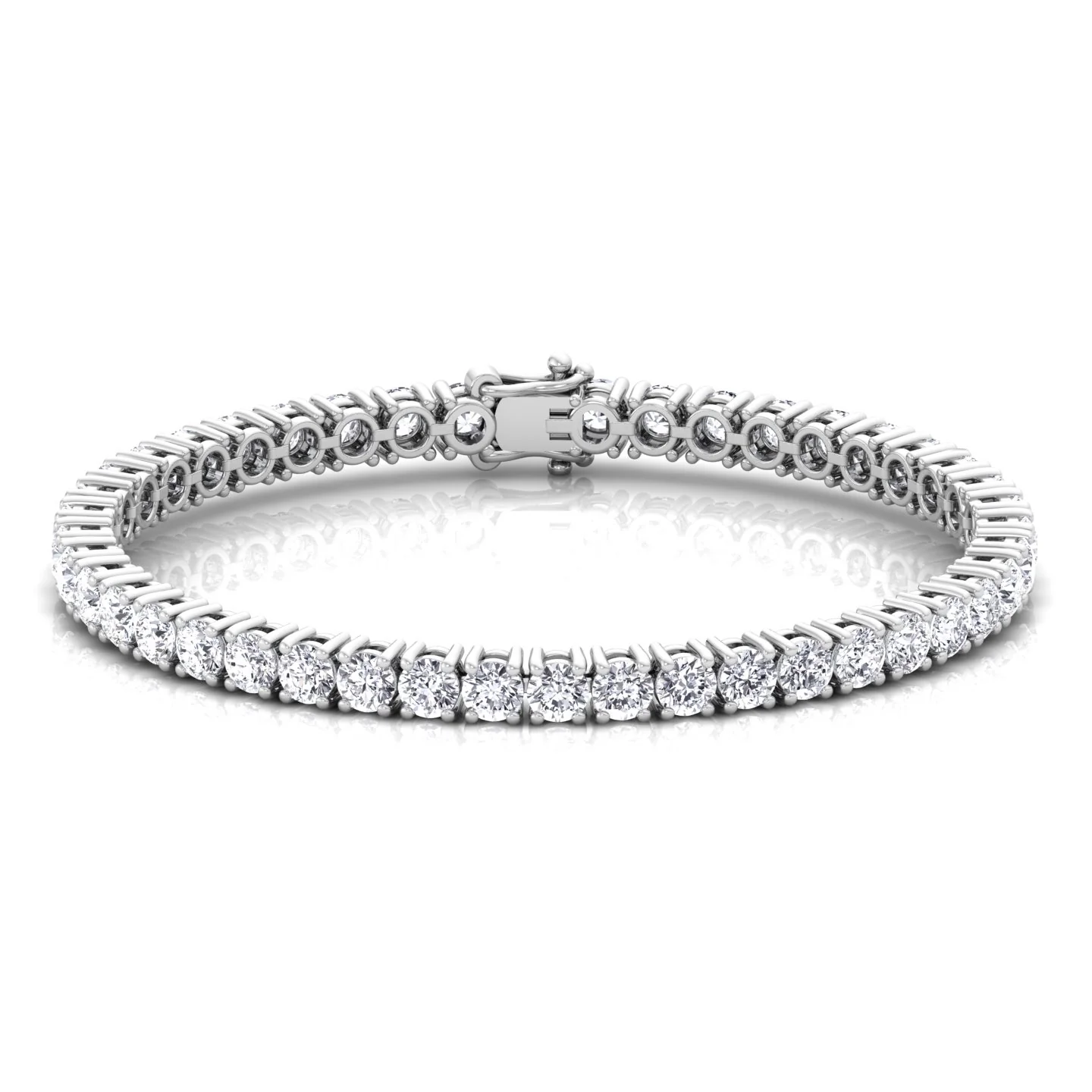 4 Prong Round Cut Lab-Grown Diamond Tennis Bracelet 14K Solid Gold - Image 4