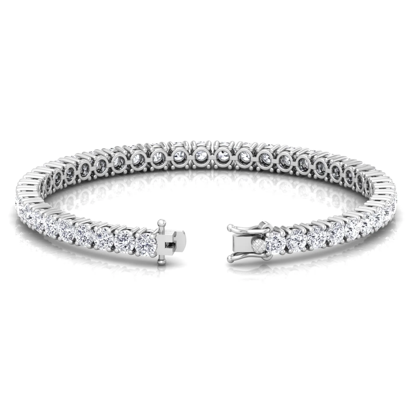 4 Prong Round Cut Lab-Grown Diamond Tennis Bracelet 14K Solid Gold - Image 5