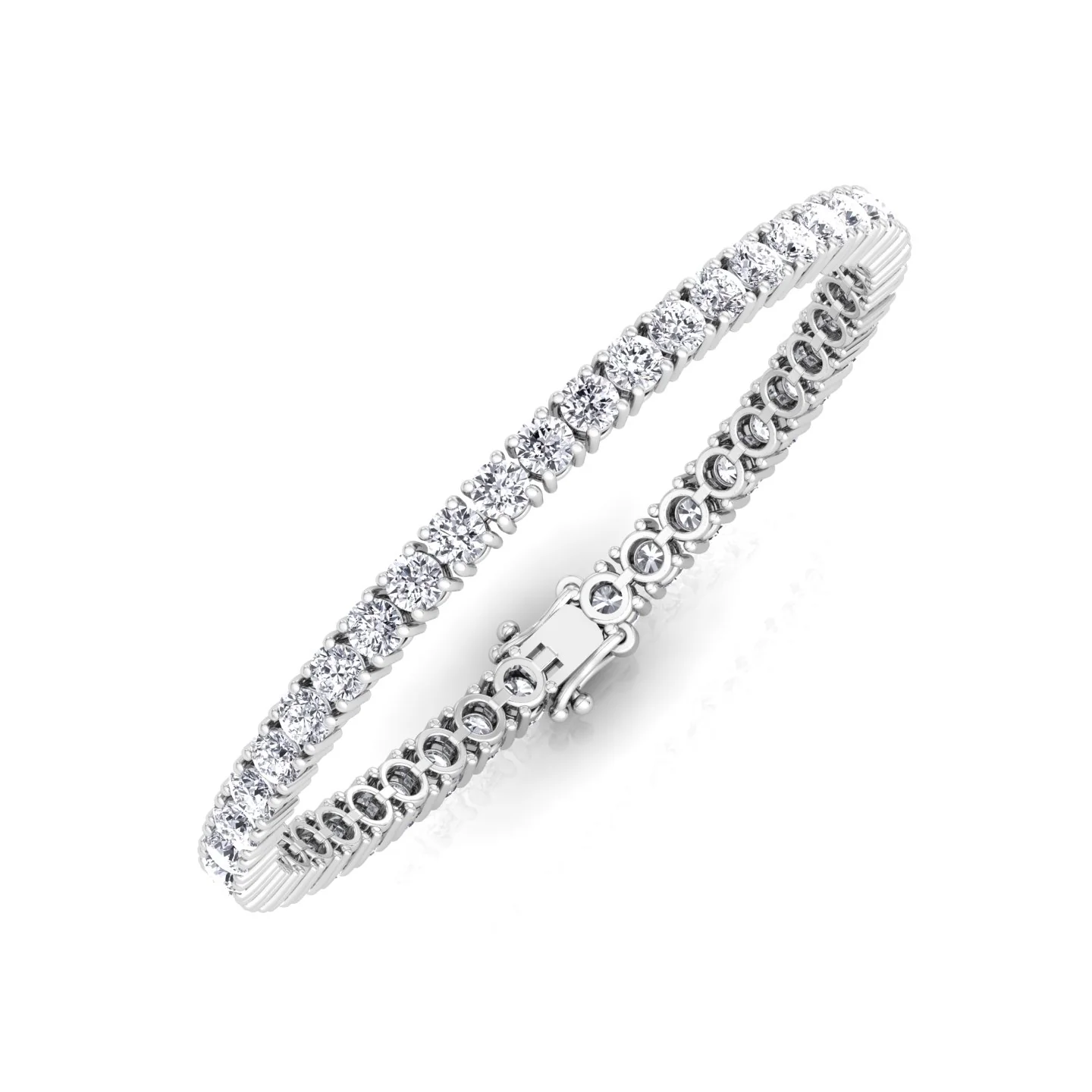 4 Prong Round Cut Lab-Grown Diamond Tennis Bracelet 14K Solid Gold - Image 6