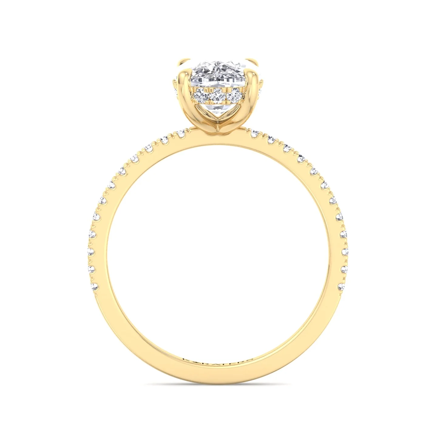 Elongated Cushion Cut Lab Grown Diamond Engagement Ring with Sidestones and Hidden Halo - Image 10