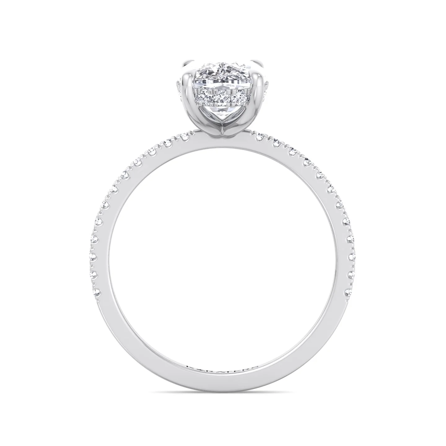 Elongated Cushion Cut Lab Grown Diamond Engagement Ring with Sidestones and Hidden Halo - Image 7