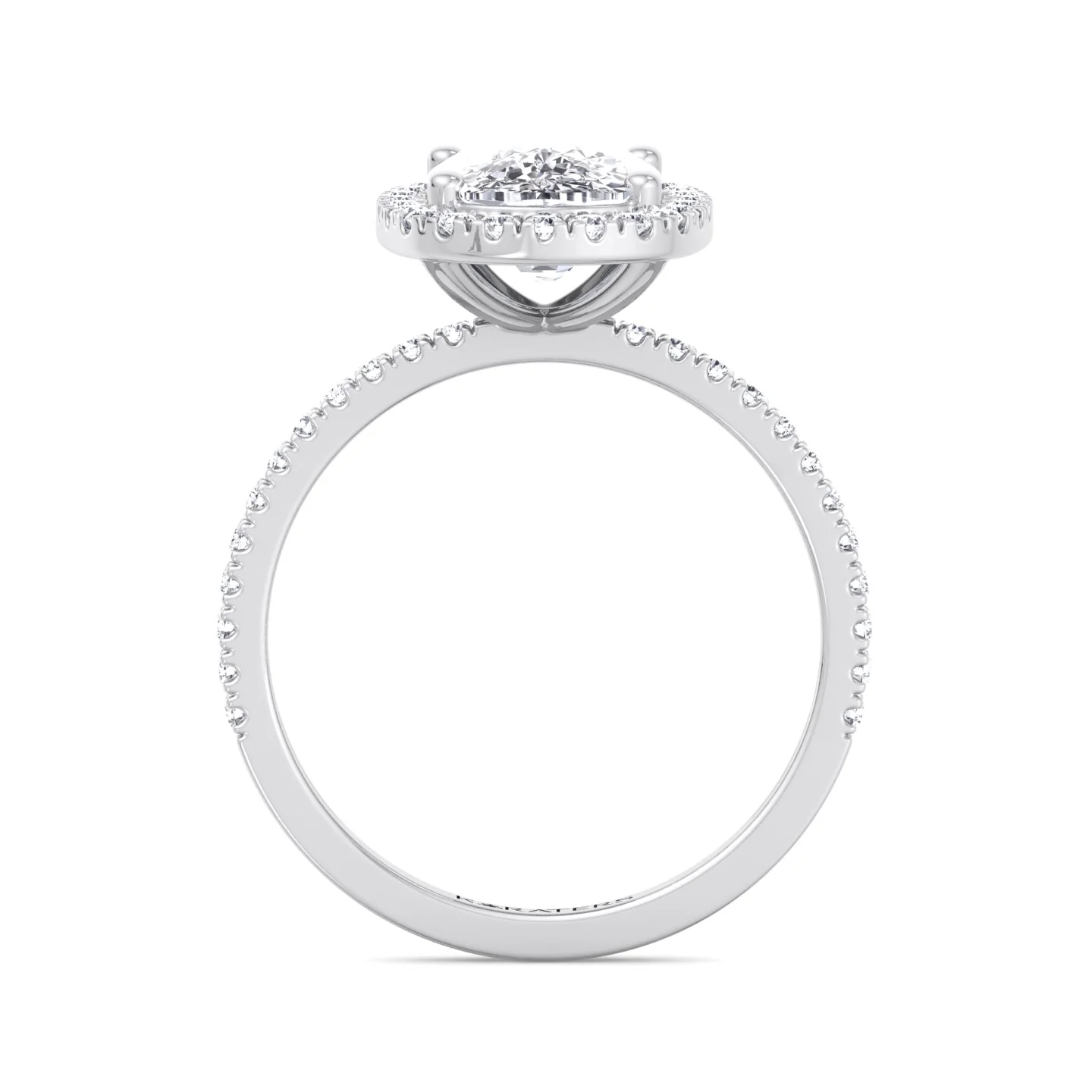 Elongated Cushion Cut Halo Lab Grown Diamond Engagement Ring with Side Stones - Image 5