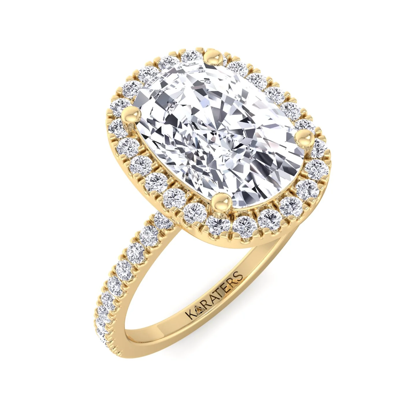 Elongated Cushion Cut Halo Lab Grown Diamond Engagement Ring with Side Stones - Image 6