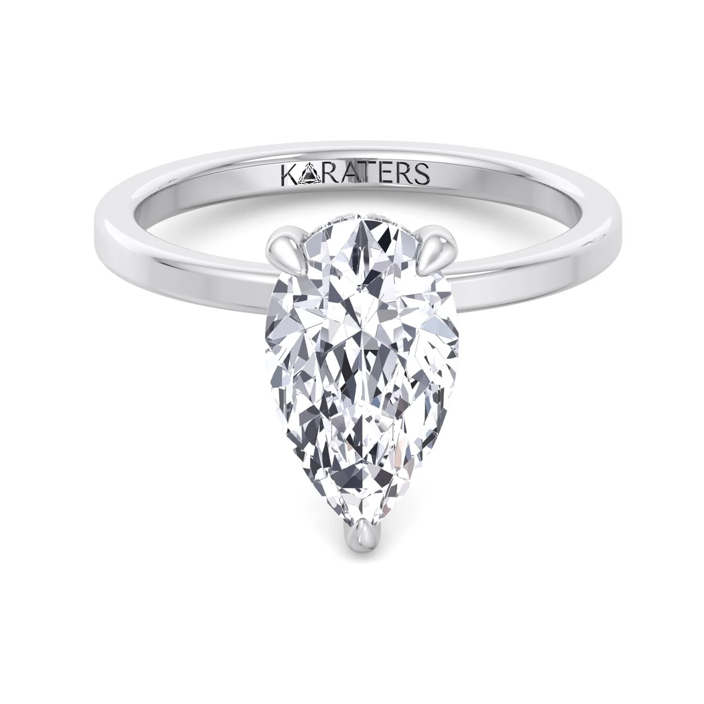 Pear-Shape Solitaire Lab Grown Diamond Engagement Ring With Hidden Halo - Image 4