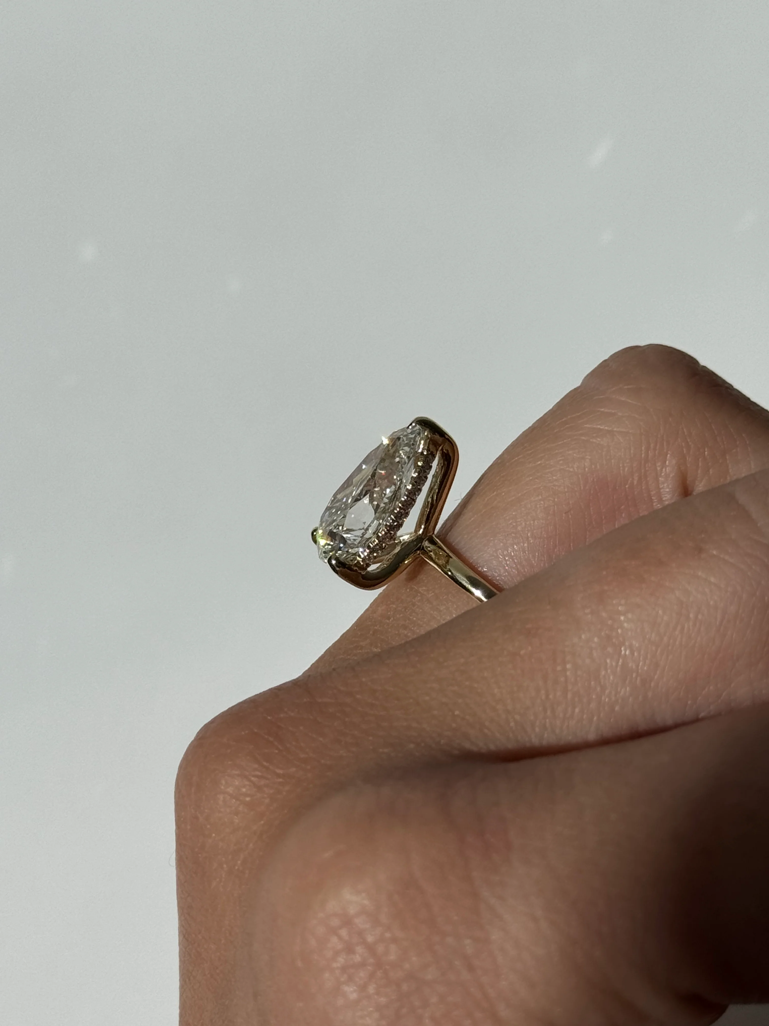 Pear-Shape Solitaire Lab Grown Diamond Engagement Ring With Hidden Halo - Image 5