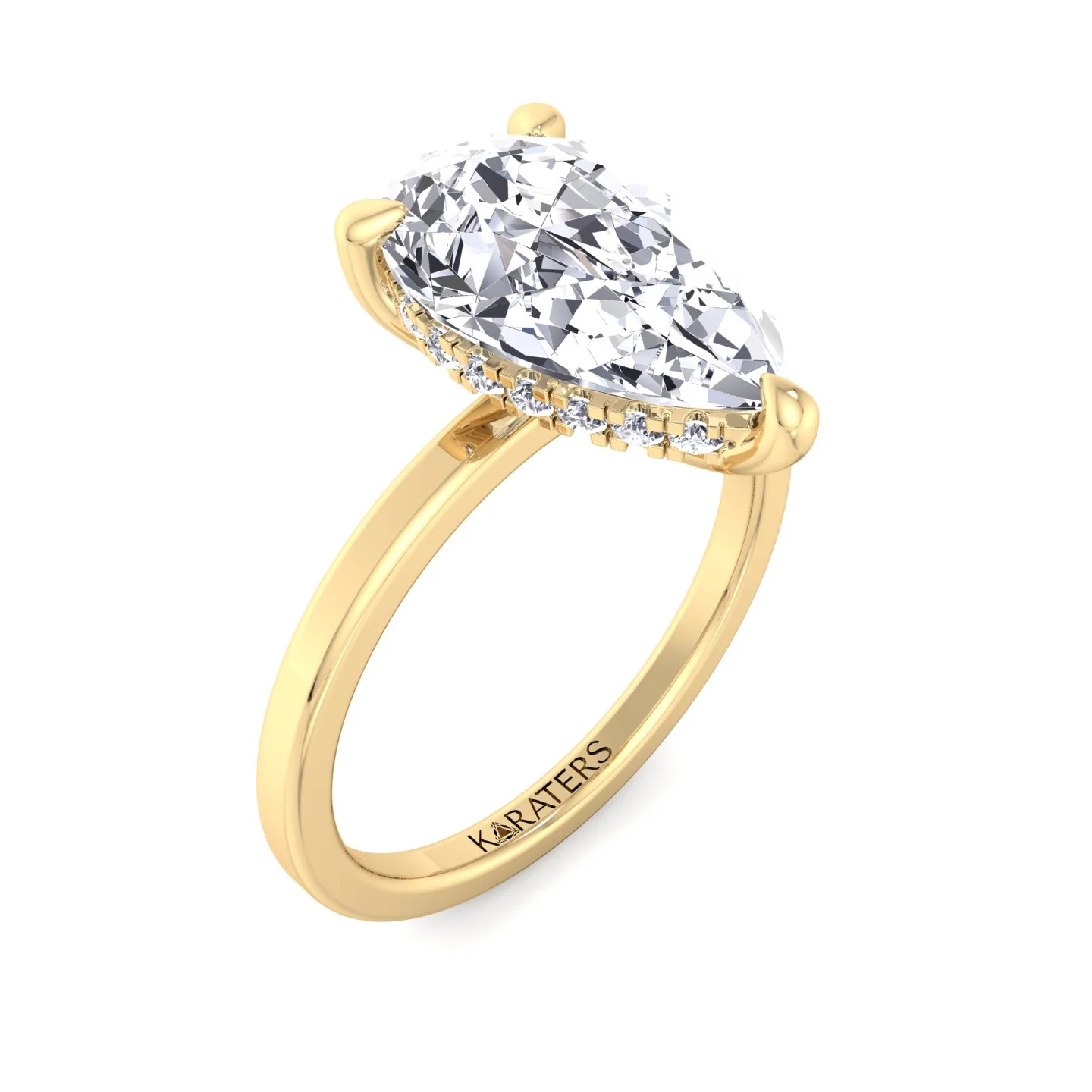 Pear-Shape Solitaire Lab Grown Diamond Engagement Ring With Hidden Halo - Image 6