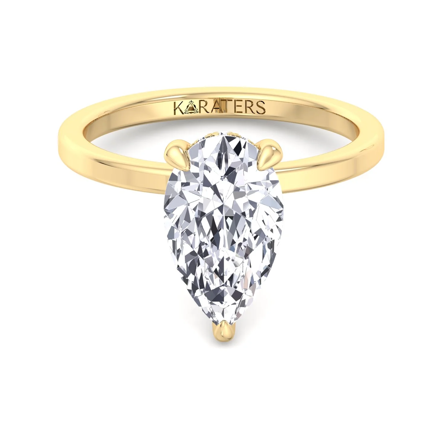 Pear-Shape Solitaire Lab Grown Diamond Engagement Ring With Hidden Halo - Image 7