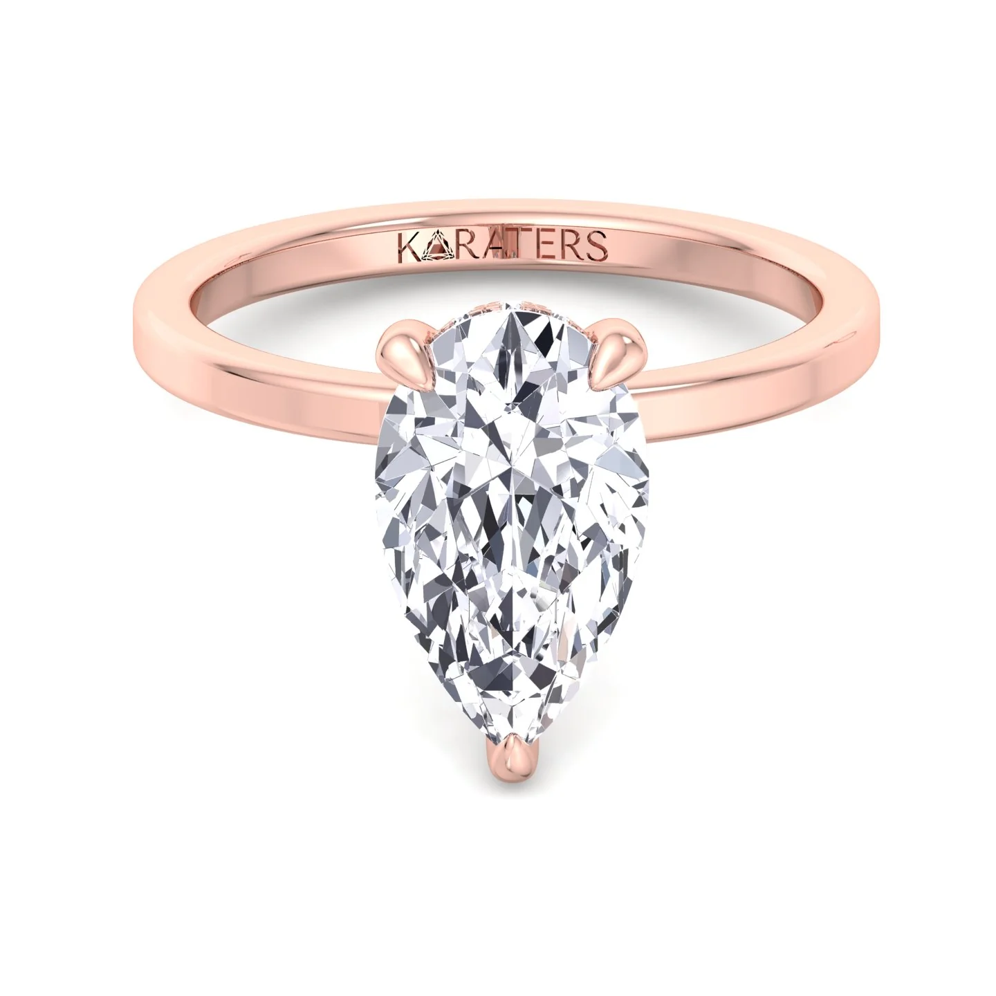Pear-Shape Solitaire Lab Grown Diamond Engagement Ring With Hidden Halo - Image 9