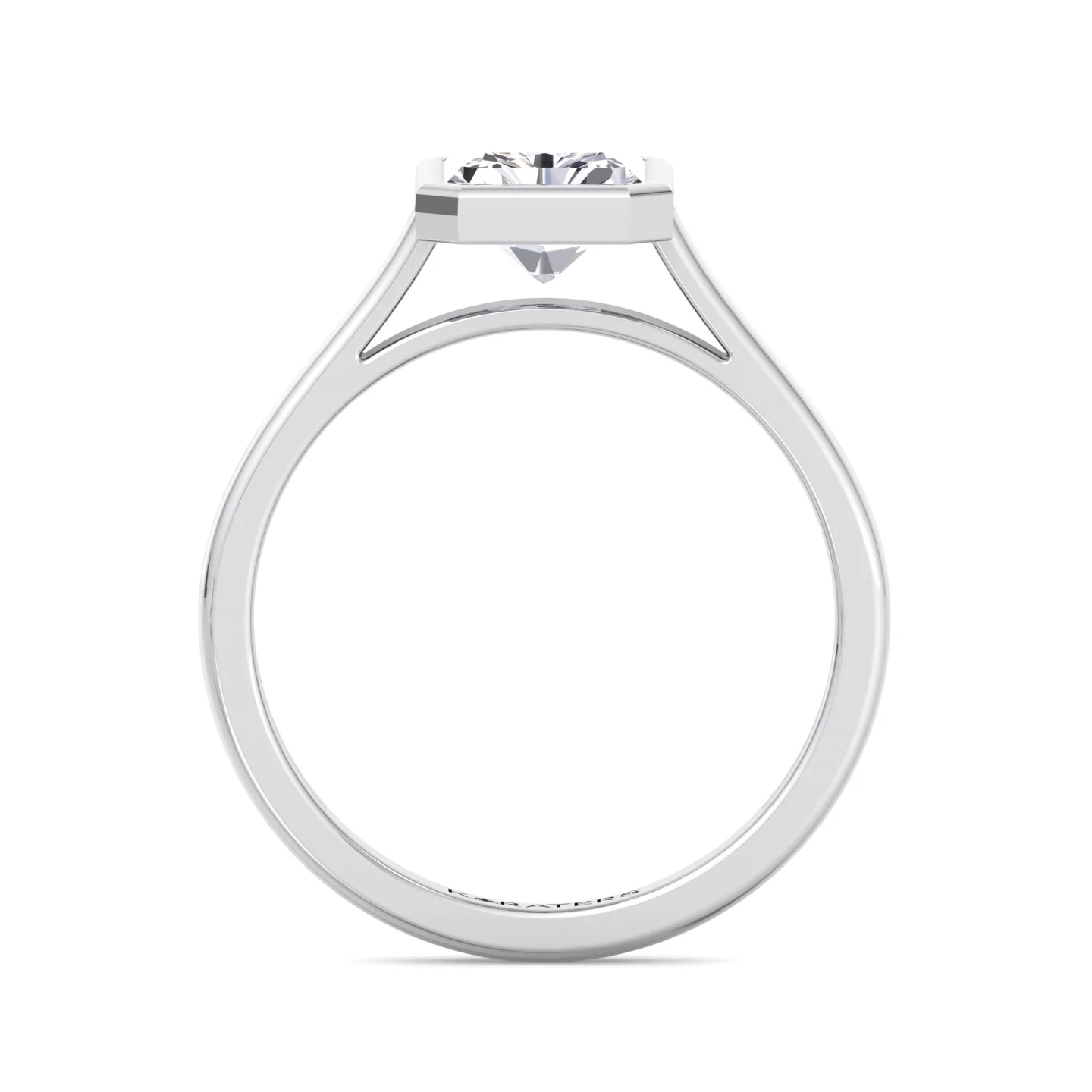 Radiant Cut Solitaire Lab Grown Diamond Engagement Ring Bezel Set - Image 5