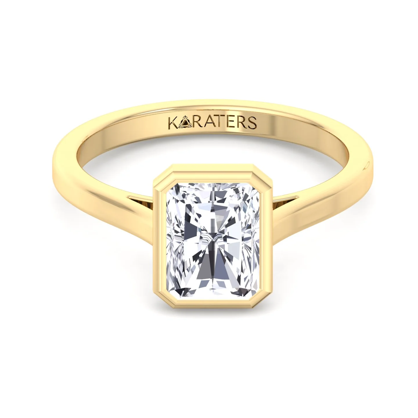 Radiant Cut Solitaire Lab Grown Diamond Engagement Ring Bezel Set - Image 6