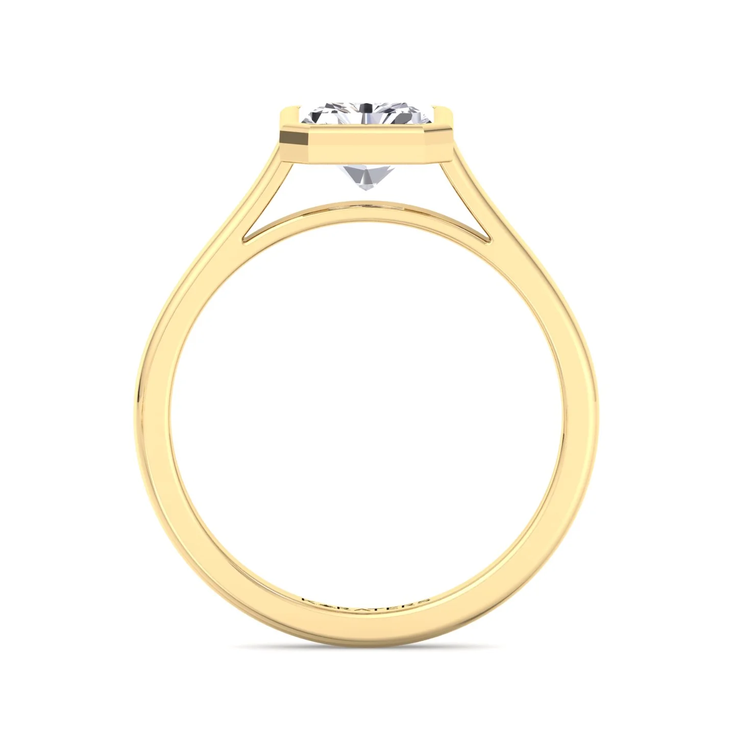 Radiant Cut Solitaire Lab Grown Diamond Engagement Ring Bezel Set - Image 7