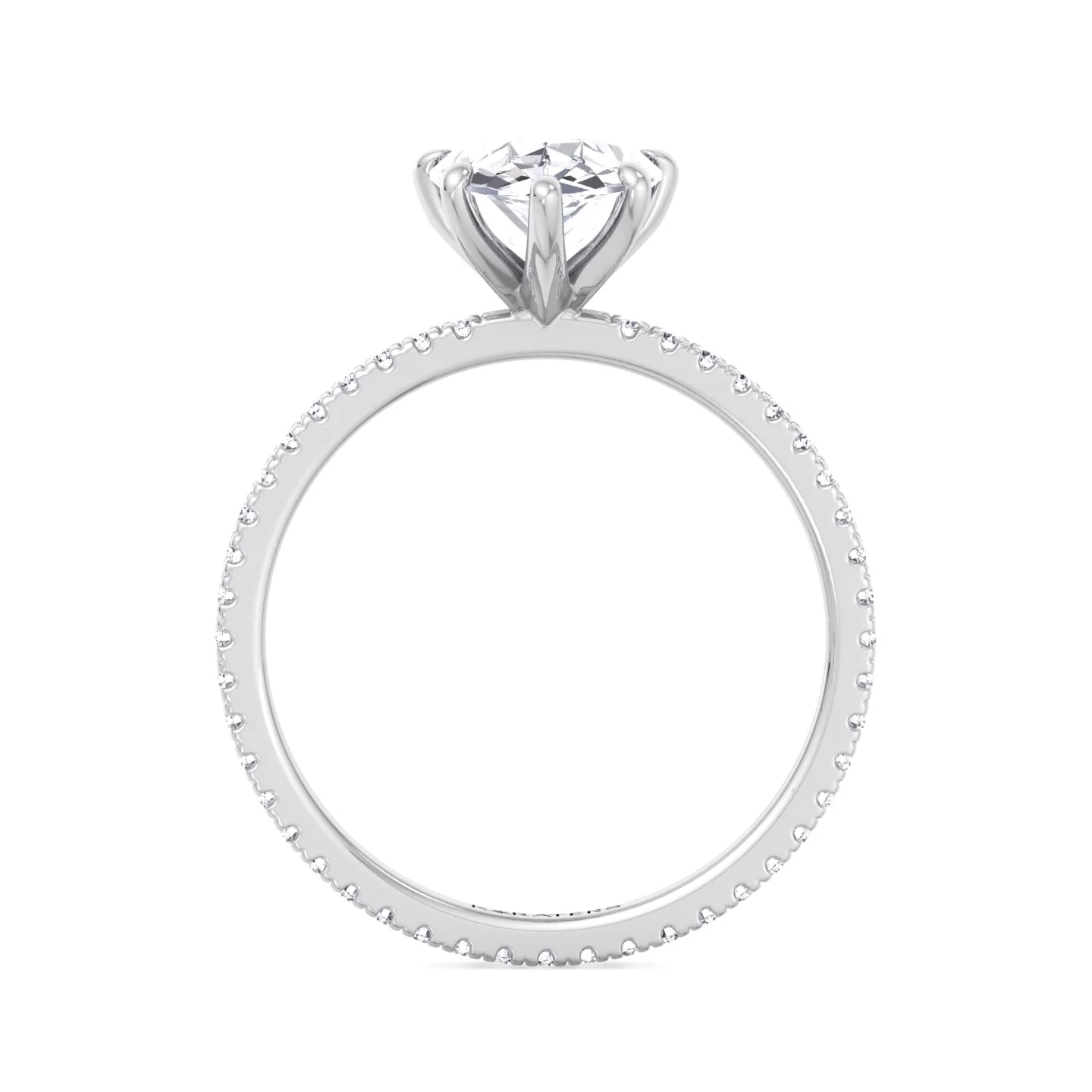Pear Shape Lab Grown Diamond Engagement Ring with Round Side Stones - Image 4
