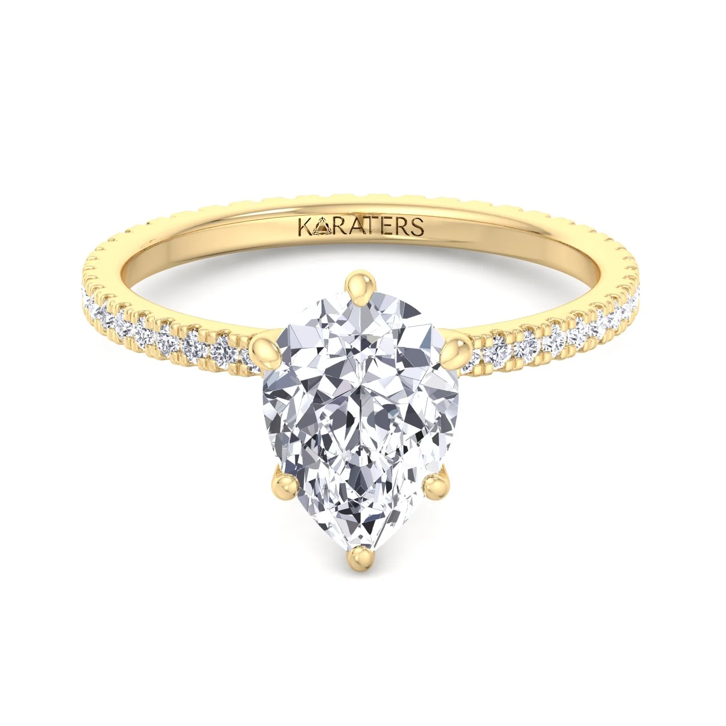 Pear Shape Lab Grown Diamond Engagement Ring with Round Side Stones - Image 6