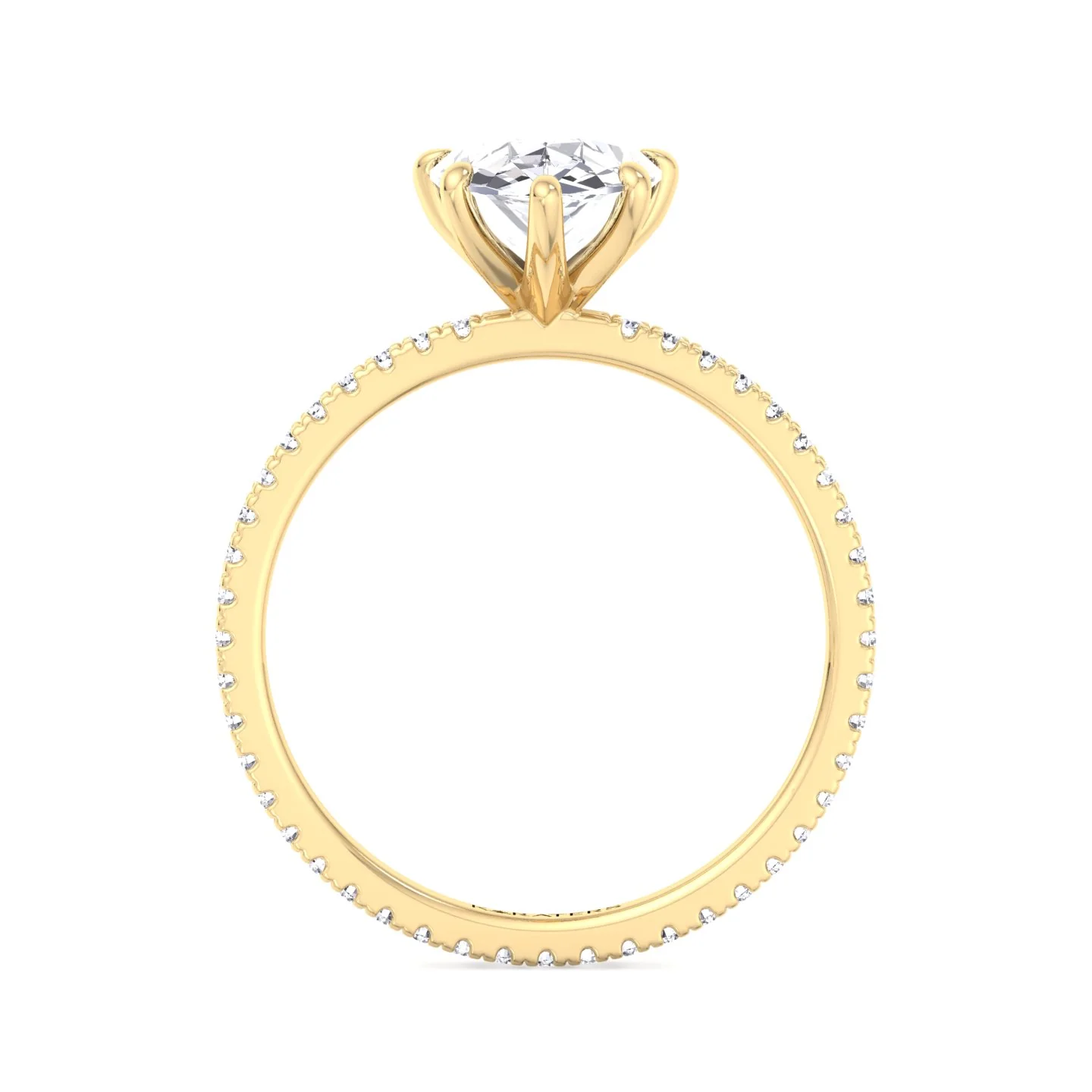 Pear Shape Lab Grown Diamond Engagement Ring with Round Side Stones - Image 7