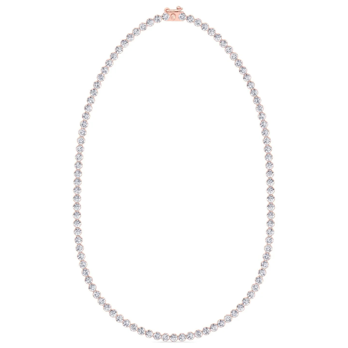 Illusion Set Round Shape Lab Grown Diamond Tennis Necklace 18K Solid Gold - Image 10