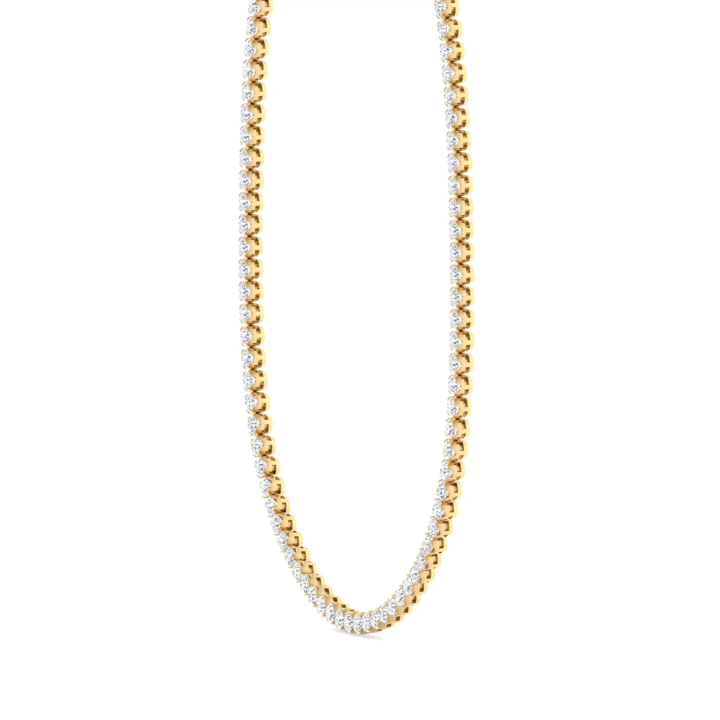 Illusion Set Round Shape Lab Grown Diamond Tennis Necklace 18K Solid Gold - Image 12