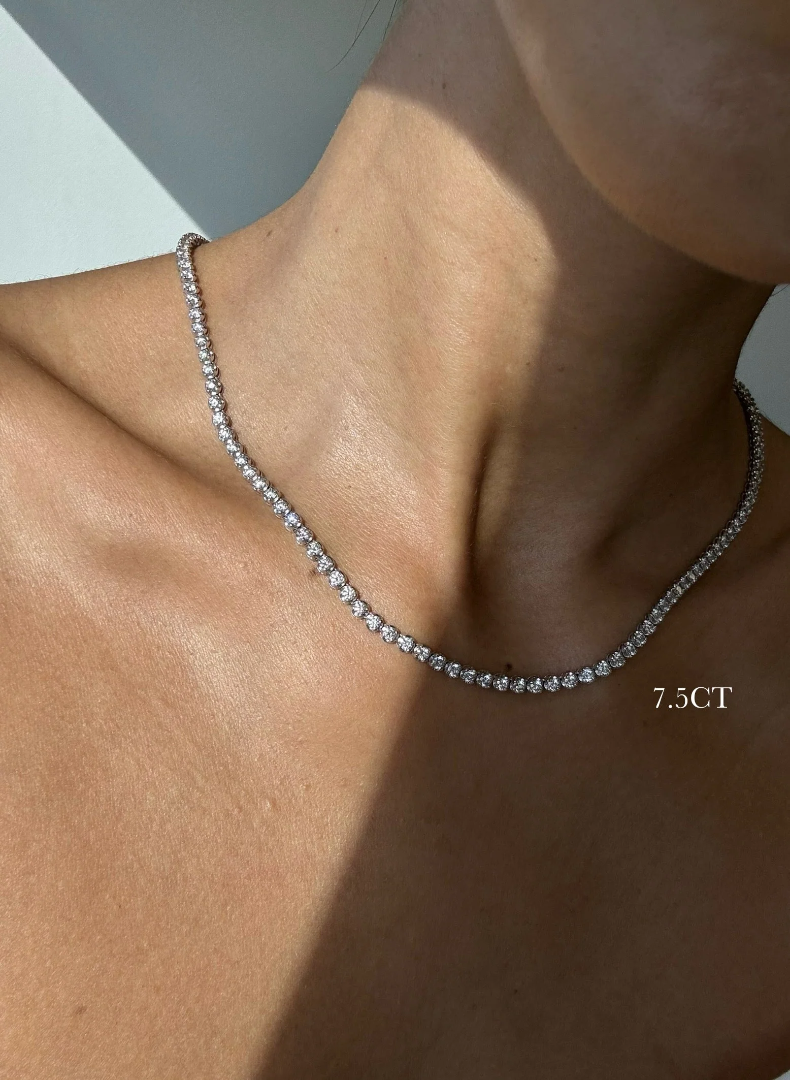 Illusion Set Round Shape Lab Grown Diamond Tennis Necklace 18K Solid Gold - Image 3