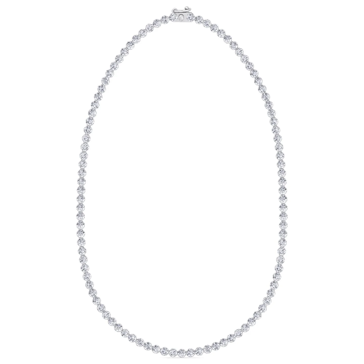 Illusion Set Round Shape Lab Grown Diamond Tennis Necklace 18K Solid Gold - Image 5