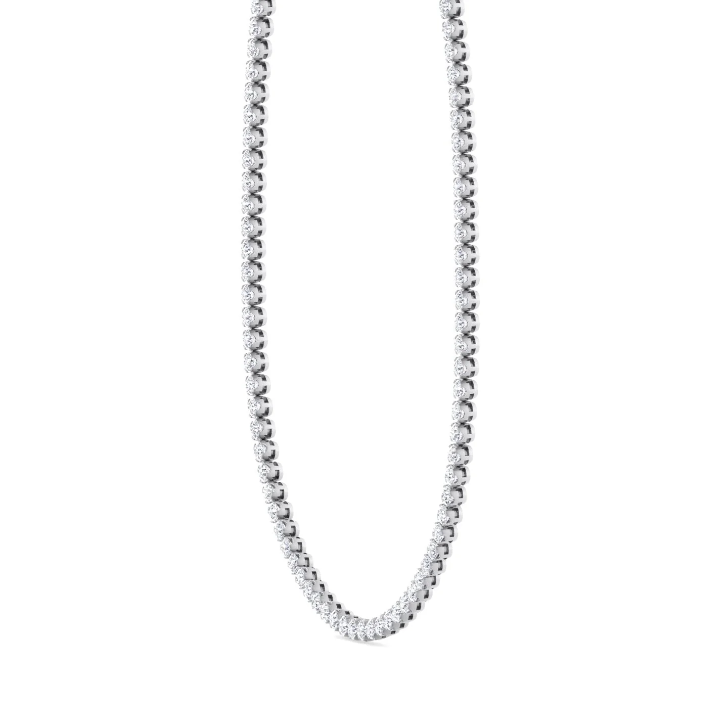 Illusion Set Round Shape Lab Grown Diamond Tennis Necklace 18K Solid Gold - Image 6