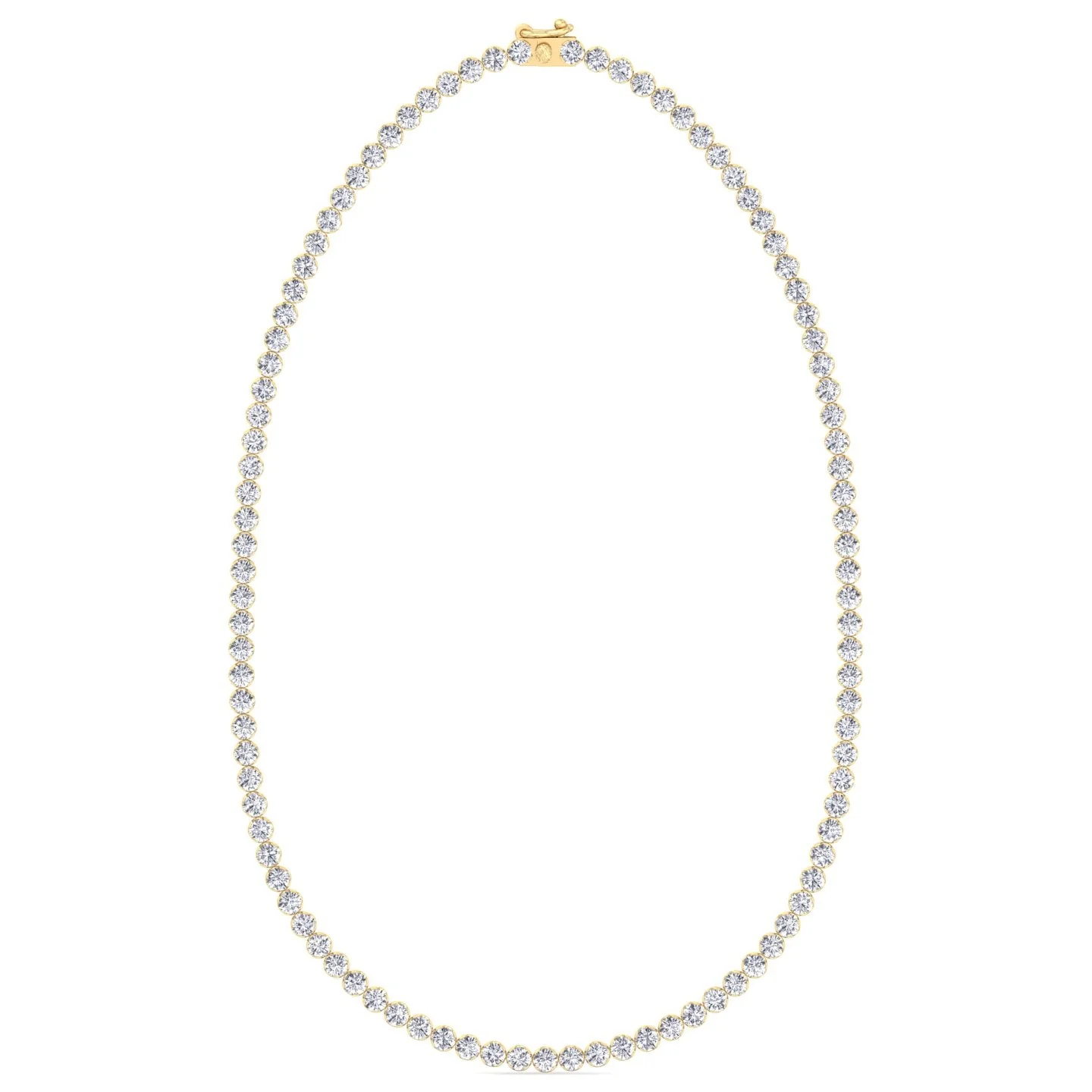 Illusion Set Round Shape Lab Grown Diamond Tennis Necklace 18K Solid Gold - Image 8