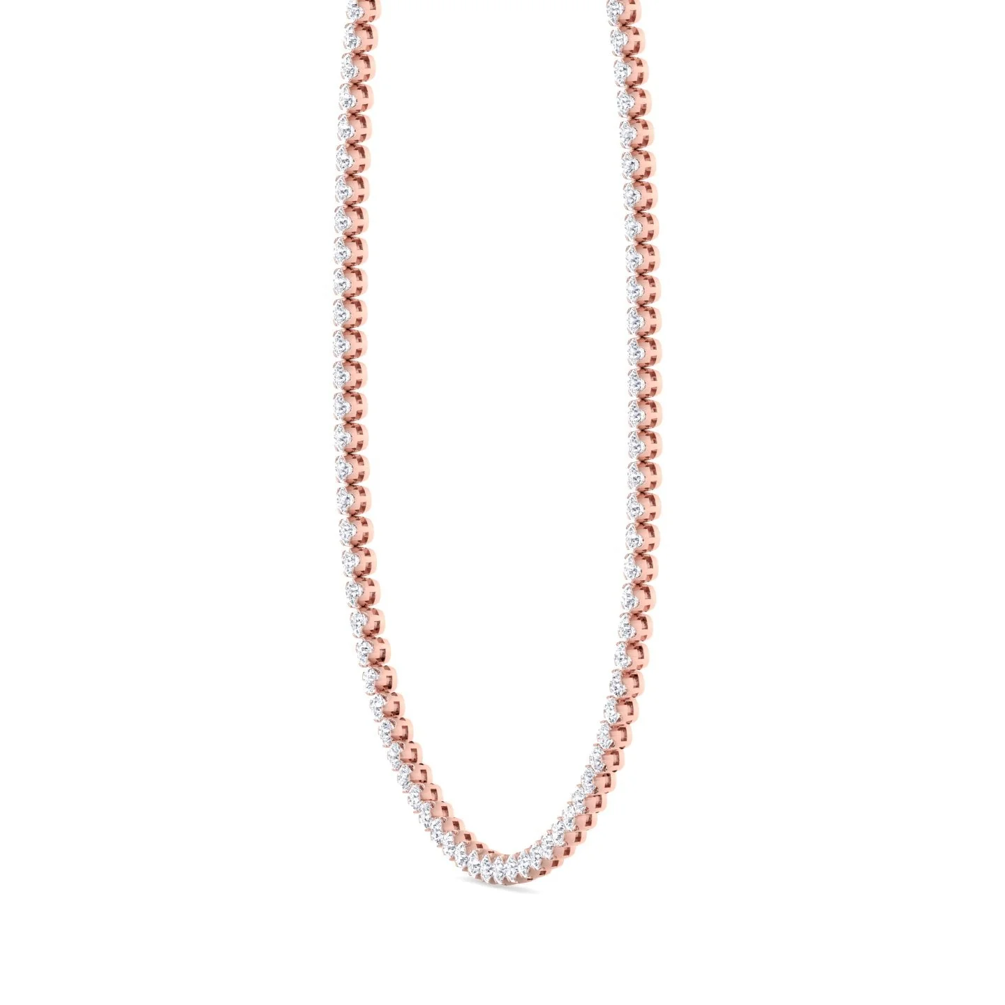 Illusion Set Round Shape Lab Grown Diamond Tennis Necklace 18K Solid Gold - Image 9