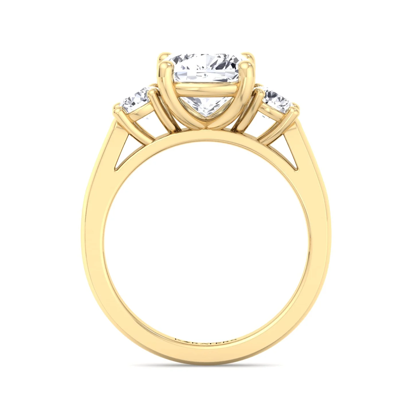 Cushion Cut Solitaire Lab Grown Diamond Engagement Ring With Round SideStones - Image 7