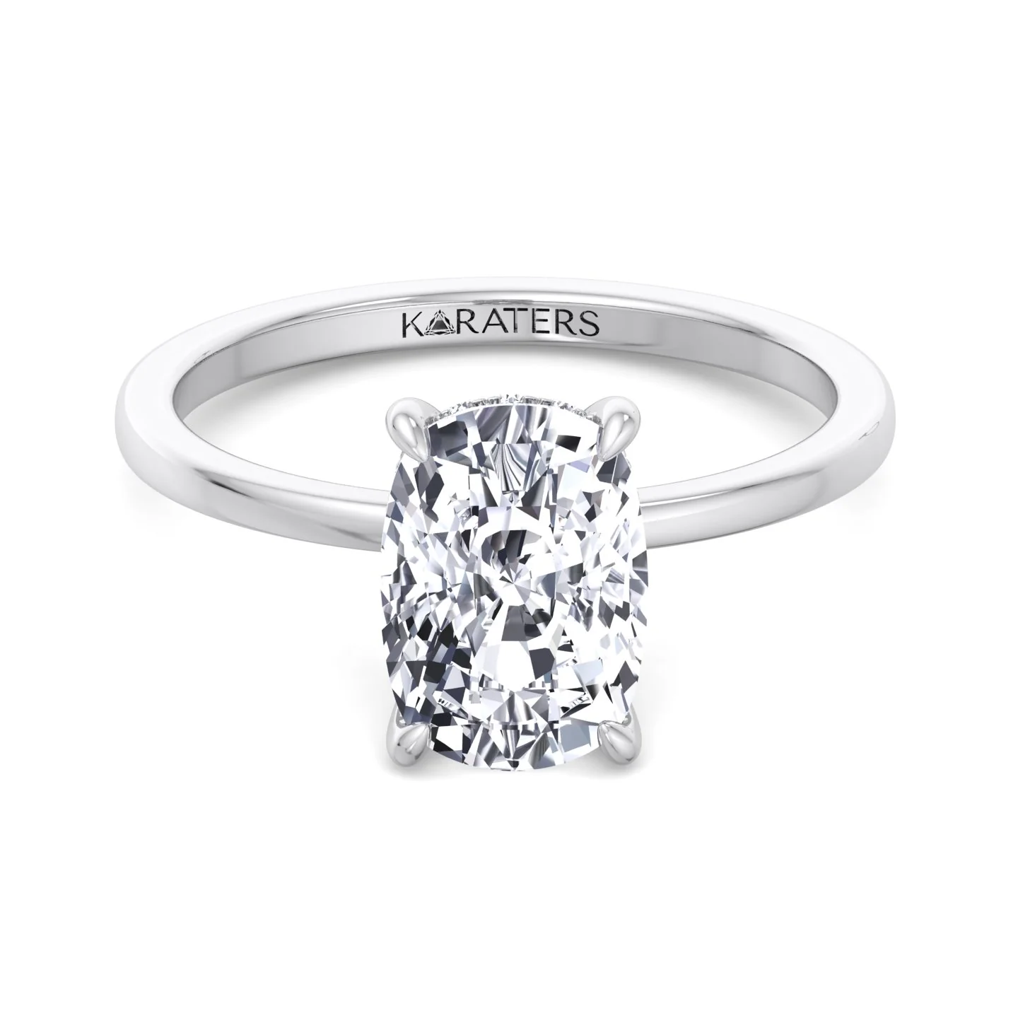 Two Tone Elongated Cushion Cut Solitaire Lab-Grown Diamond Engagement Ring - Image 4