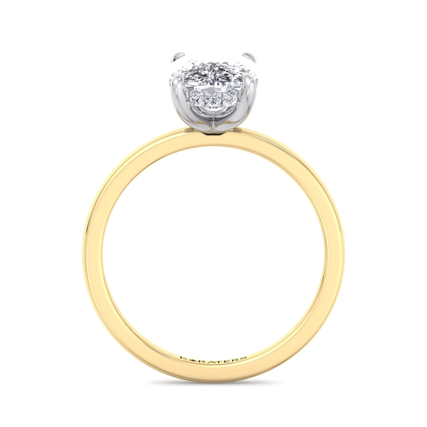 Two Tone Elongated Cushion Cut Solitaire Lab-Grown Diamond Engagement Ring - Image 9