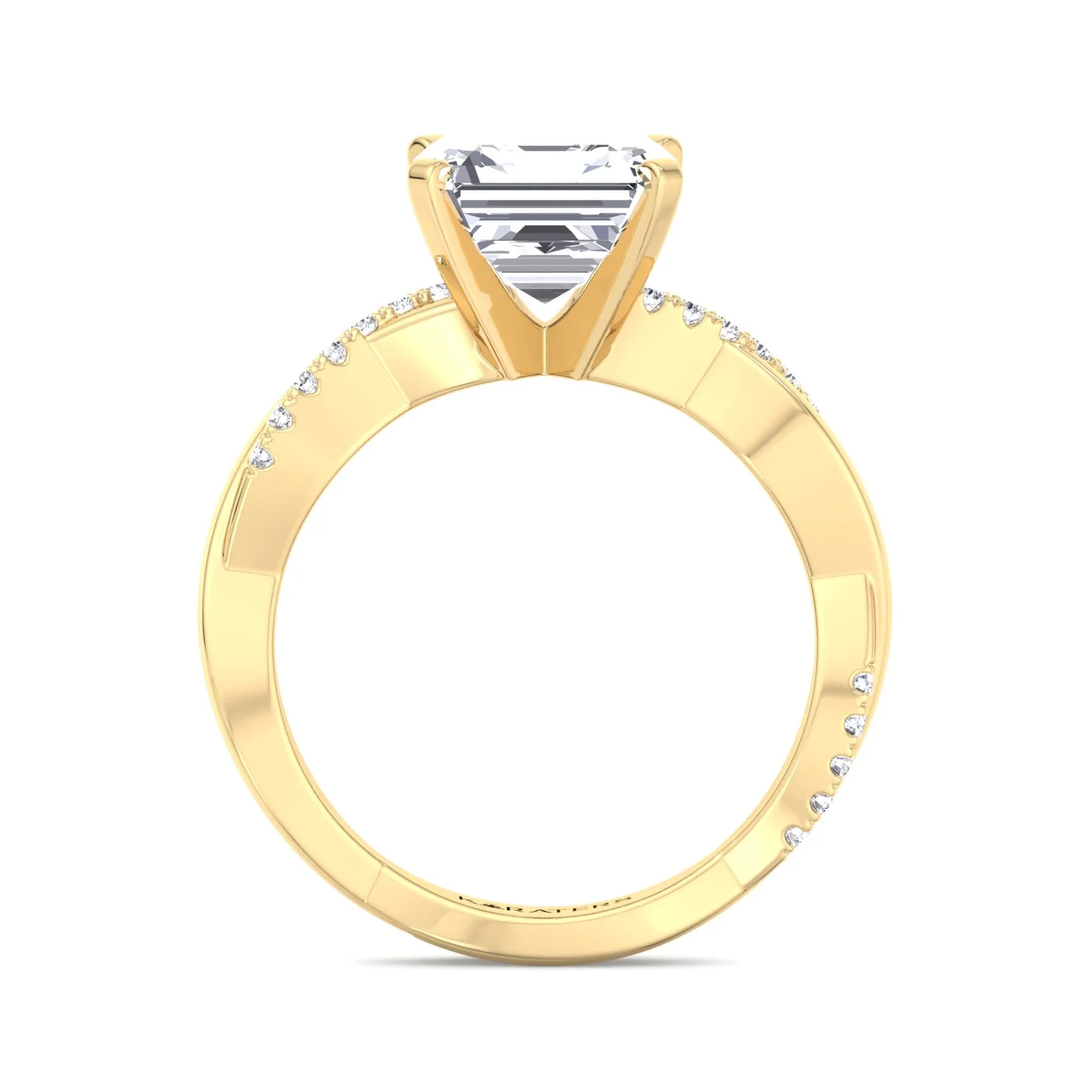 Asscher Cut Lab Grown Diamond Engagement Ring with Twist SideStone Band - Image 8