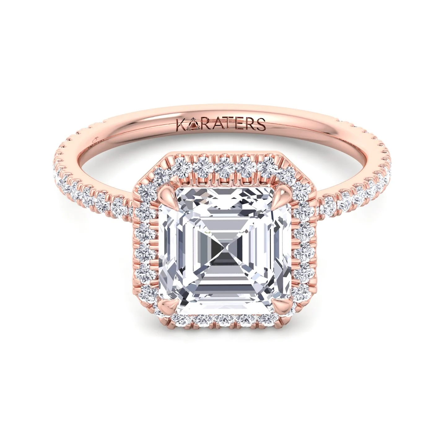 Asscher Cut Lab Grown Diamond Engagement Ring with a Halo - Image 11