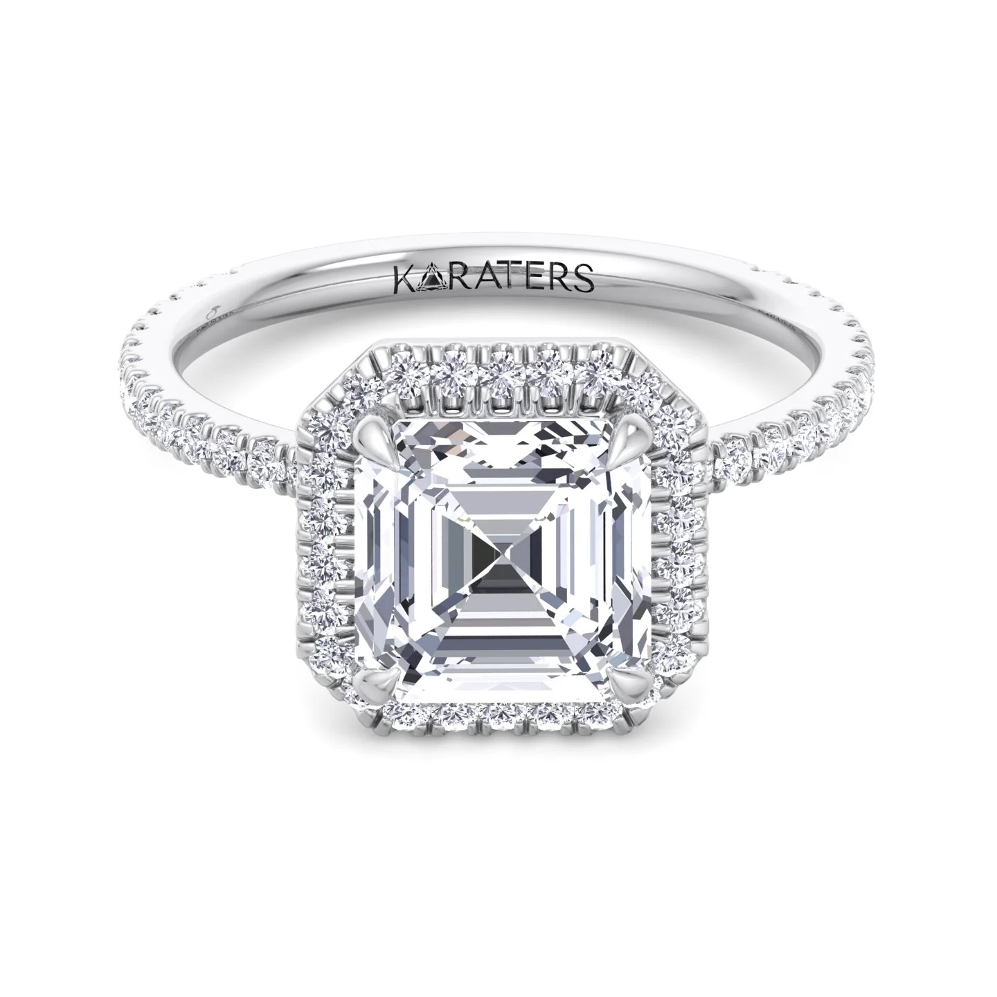 Asscher Cut Lab Grown Diamond Engagement Ring with a Halo - Image 3