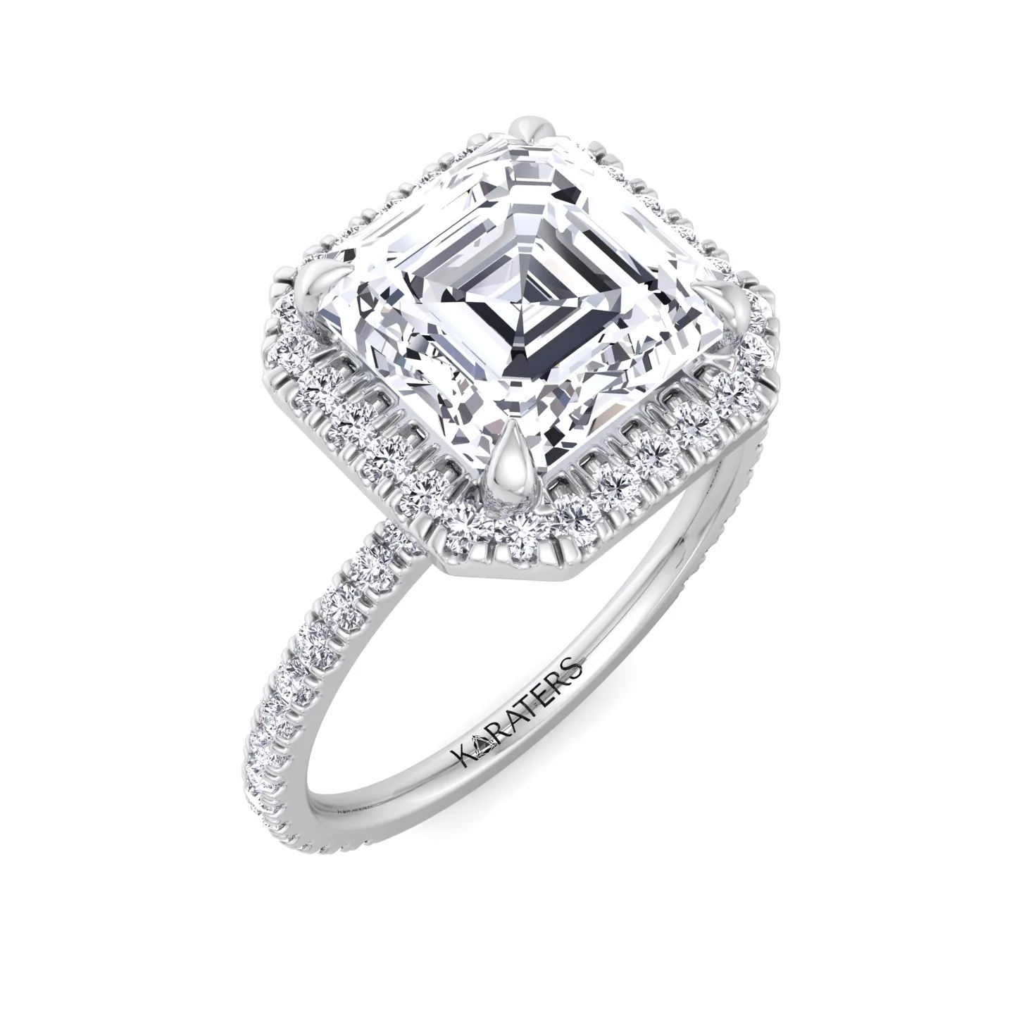 Asscher Cut Lab Grown Diamond Engagement Ring with a Halo - Image 5