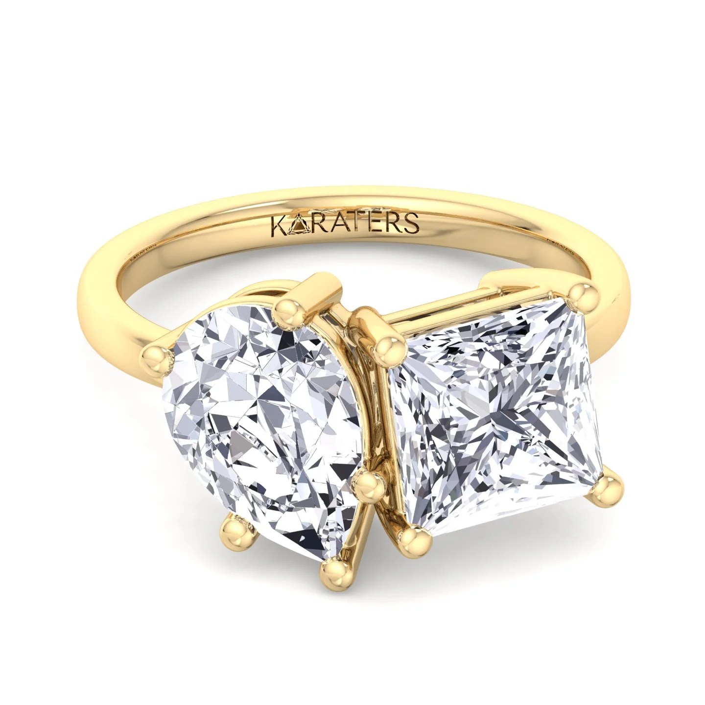 Princess & Pear Cut Grown Diamond Solitaire Engagement Ring - Image 3