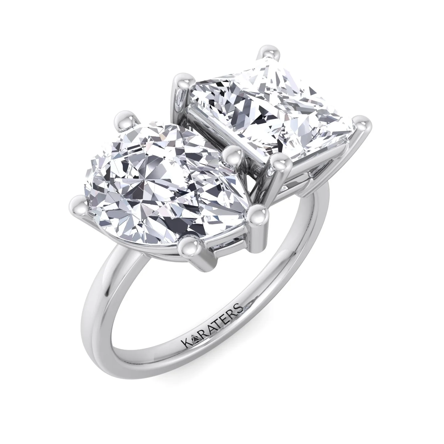 Princess & Pear Cut Grown Diamond Solitaire Engagement Ring - Image 5