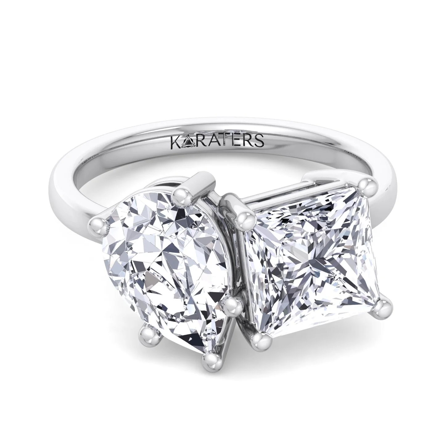 Princess & Pear Cut Grown Diamond Solitaire Engagement Ring - Image 6