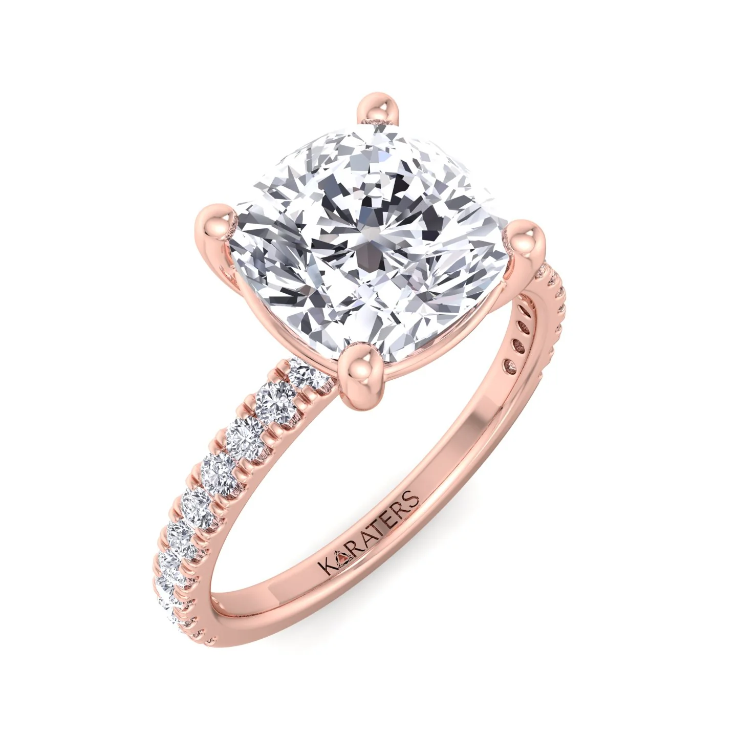 Cushion Cut Lab Grown Diamond Engagement Ring with SideStones - Image 11