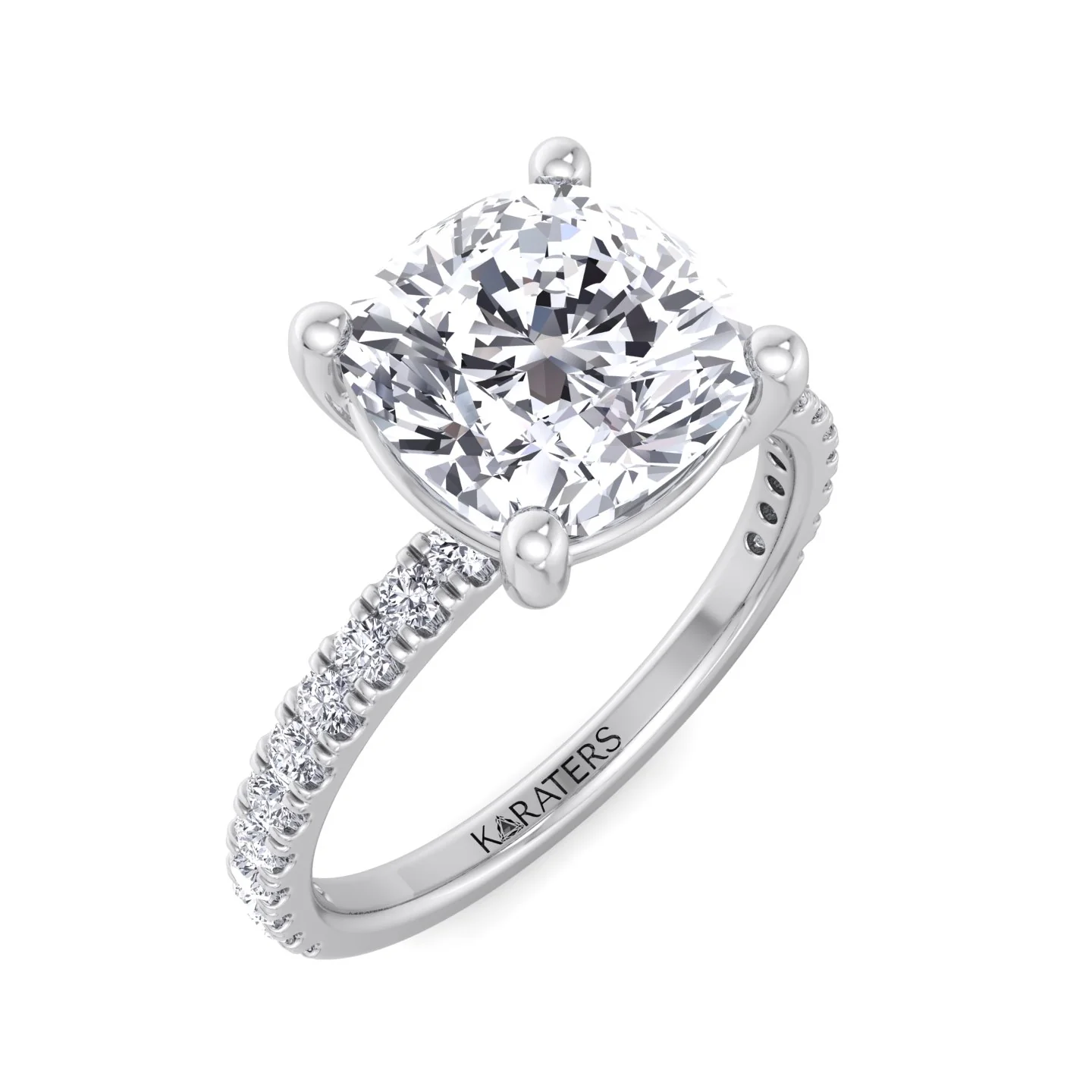 Cushion Cut Lab Grown Diamond Engagement Ring with SideStones - Image 5