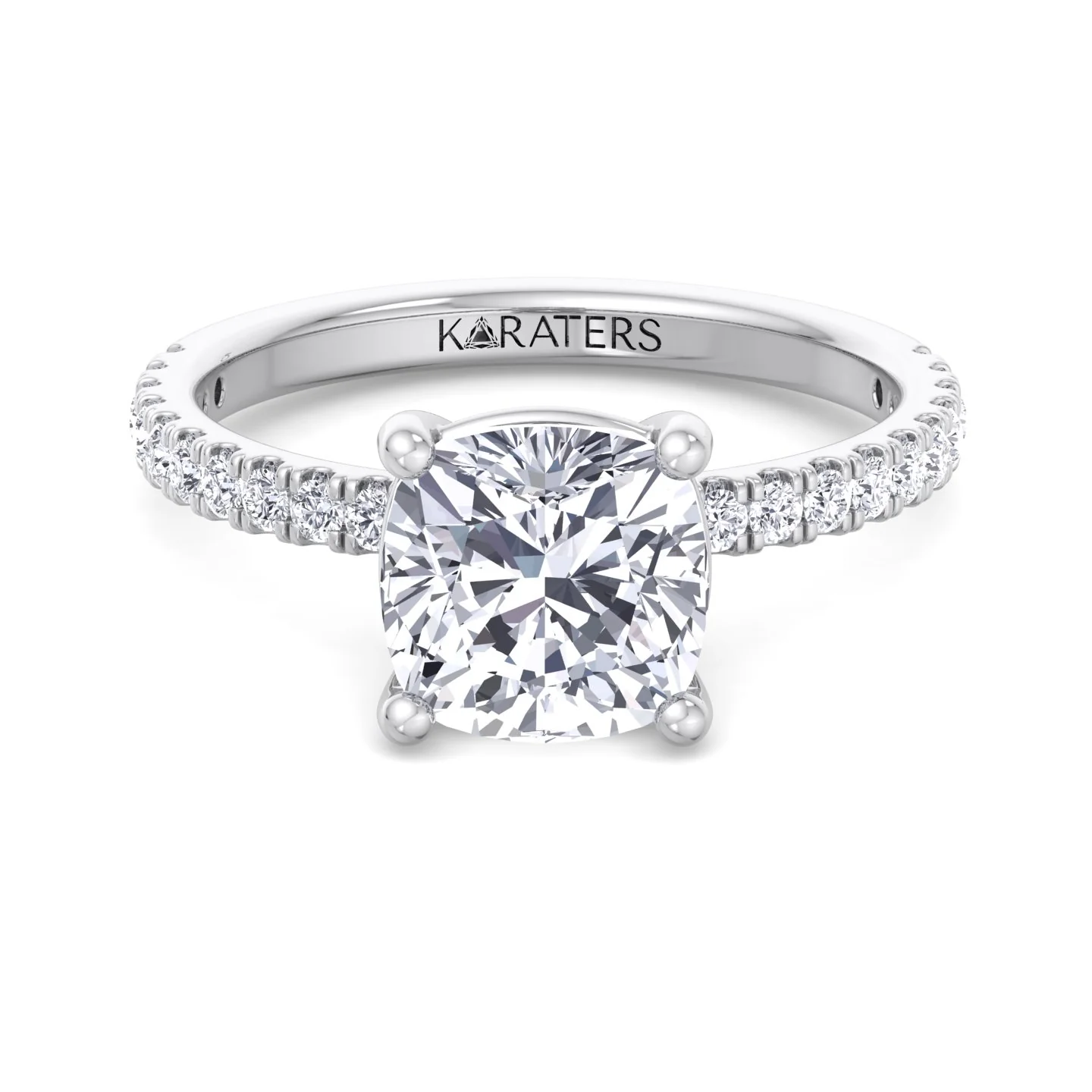 Cushion Cut Lab Grown Diamond Engagement Ring with SideStones - Image 6