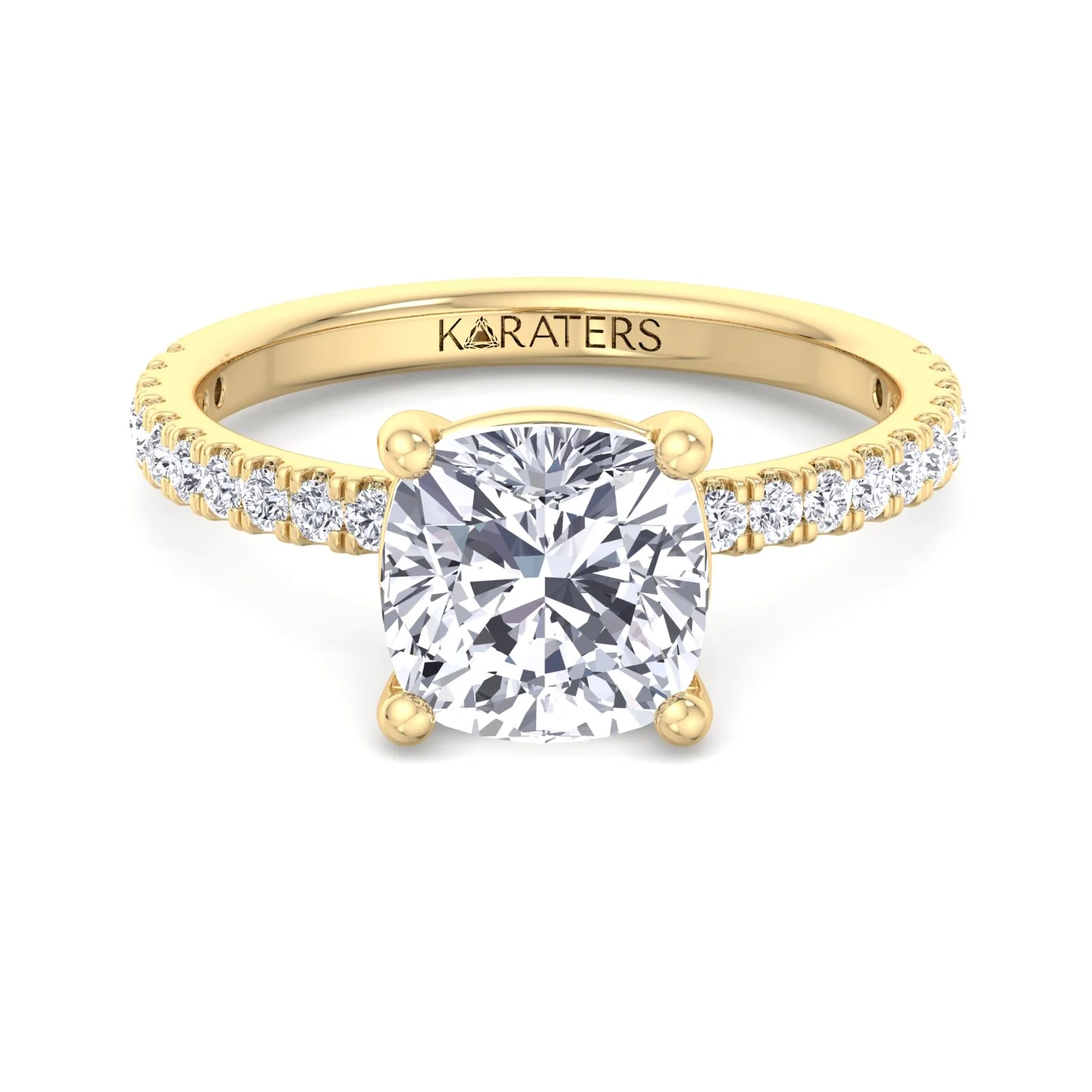 Cushion Cut Lab Grown Diamond Engagement Ring with SideStones - Image 9