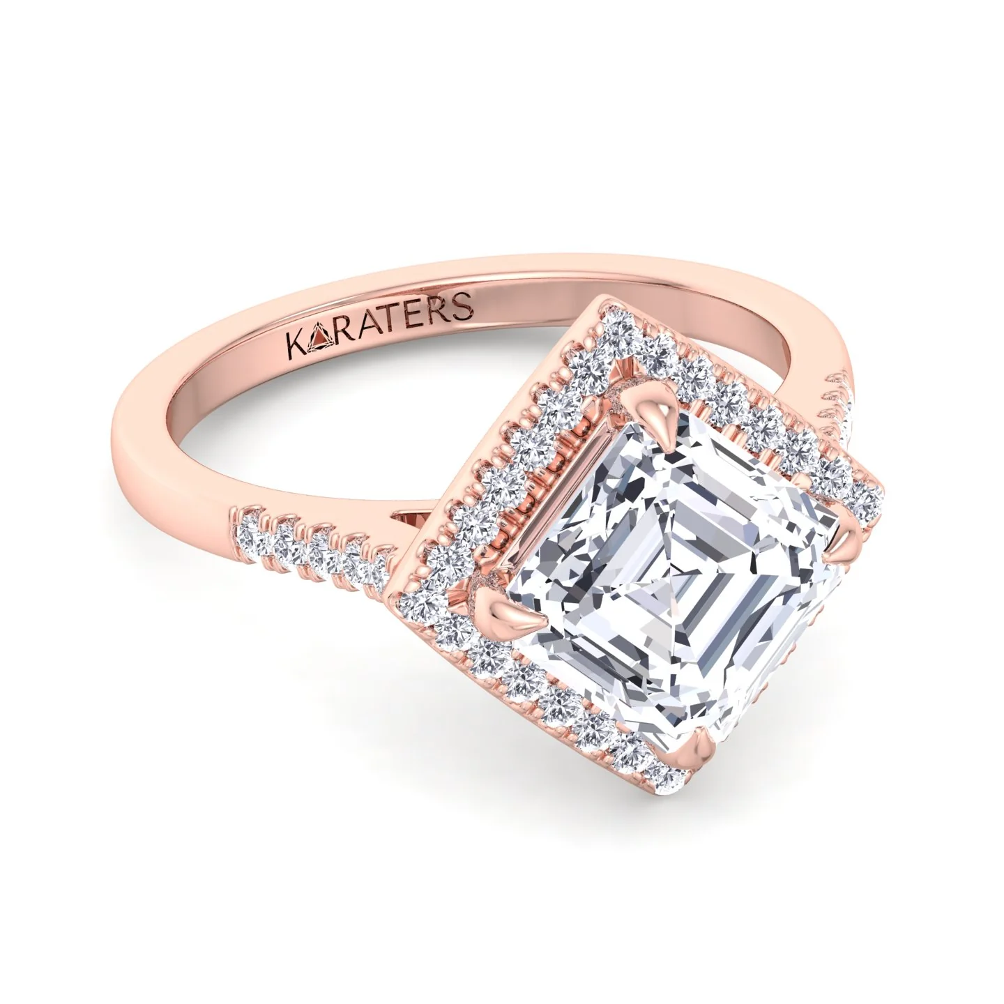 Asscher Cut Lab Grown Diamond Engagement Ring With A Halo - Image 10