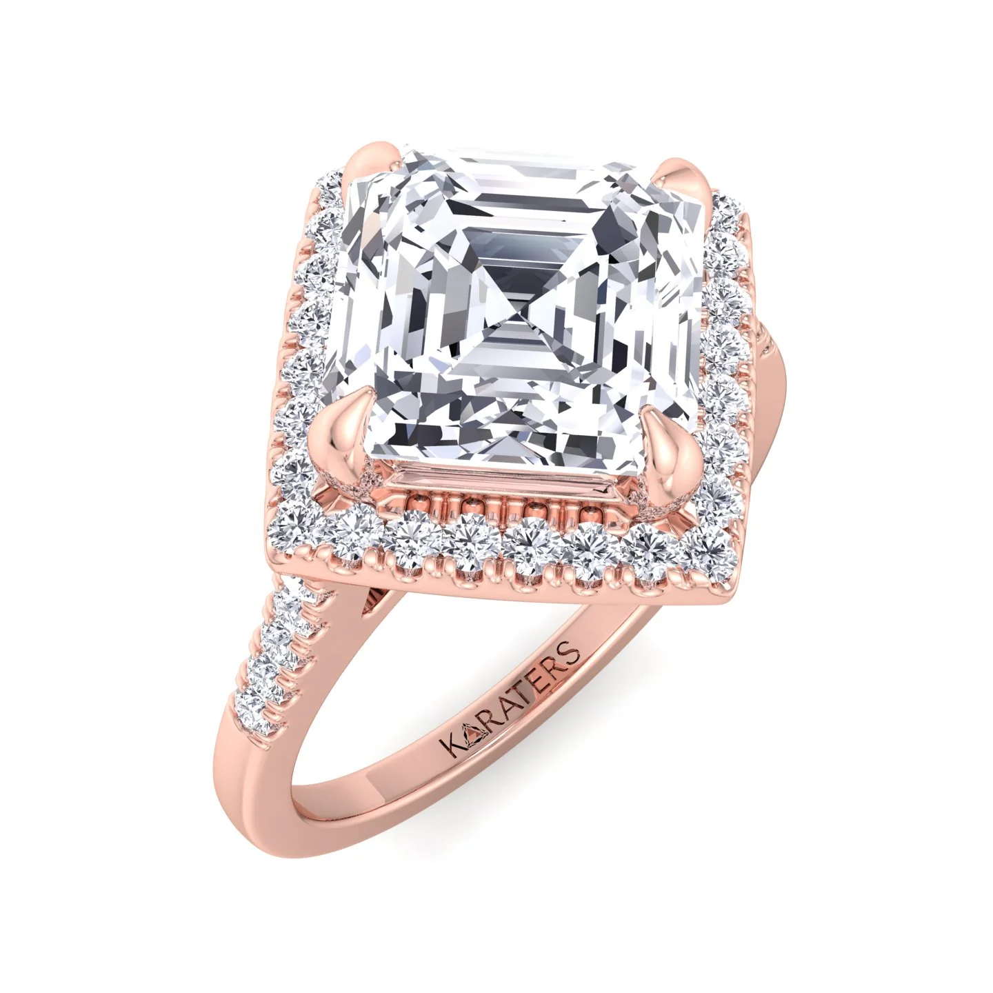 Asscher Cut Lab Grown Diamond Engagement Ring With A Halo - Image 12