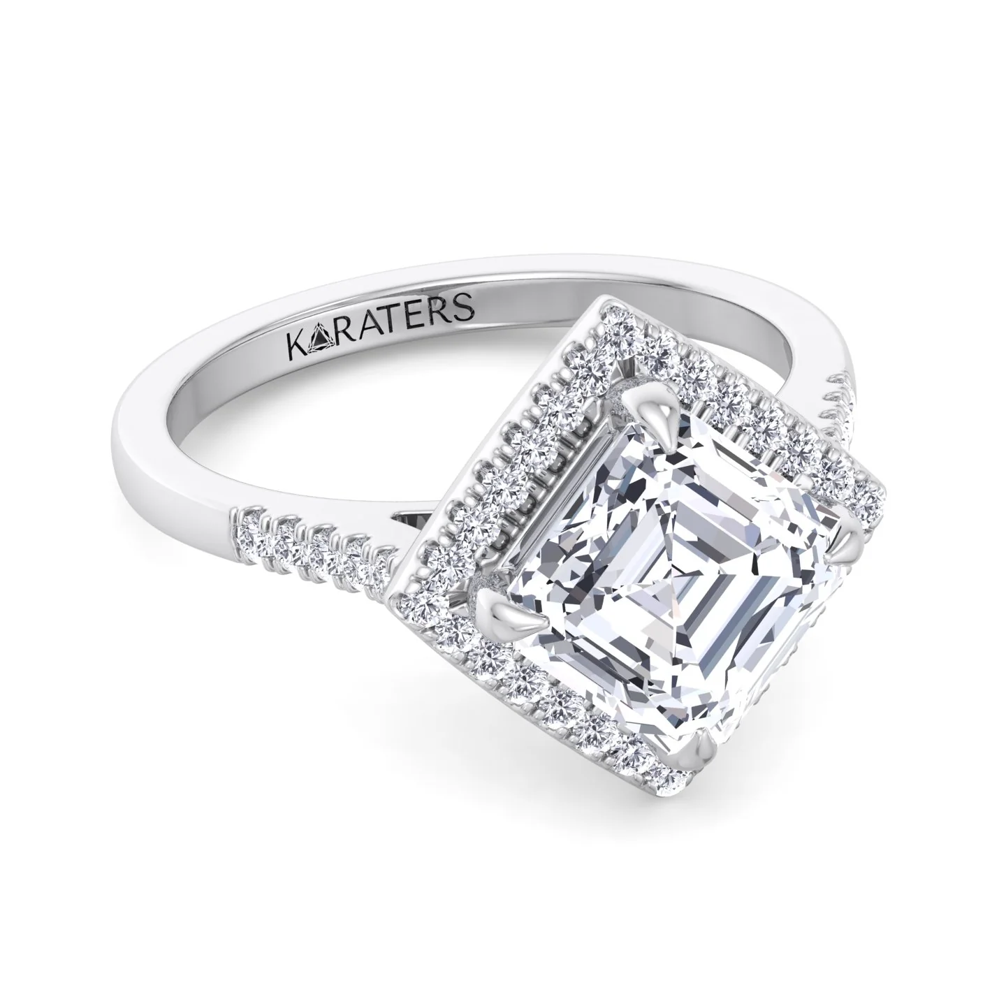 Asscher Cut Lab Grown Diamond Engagement Ring With A Halo - Image 3