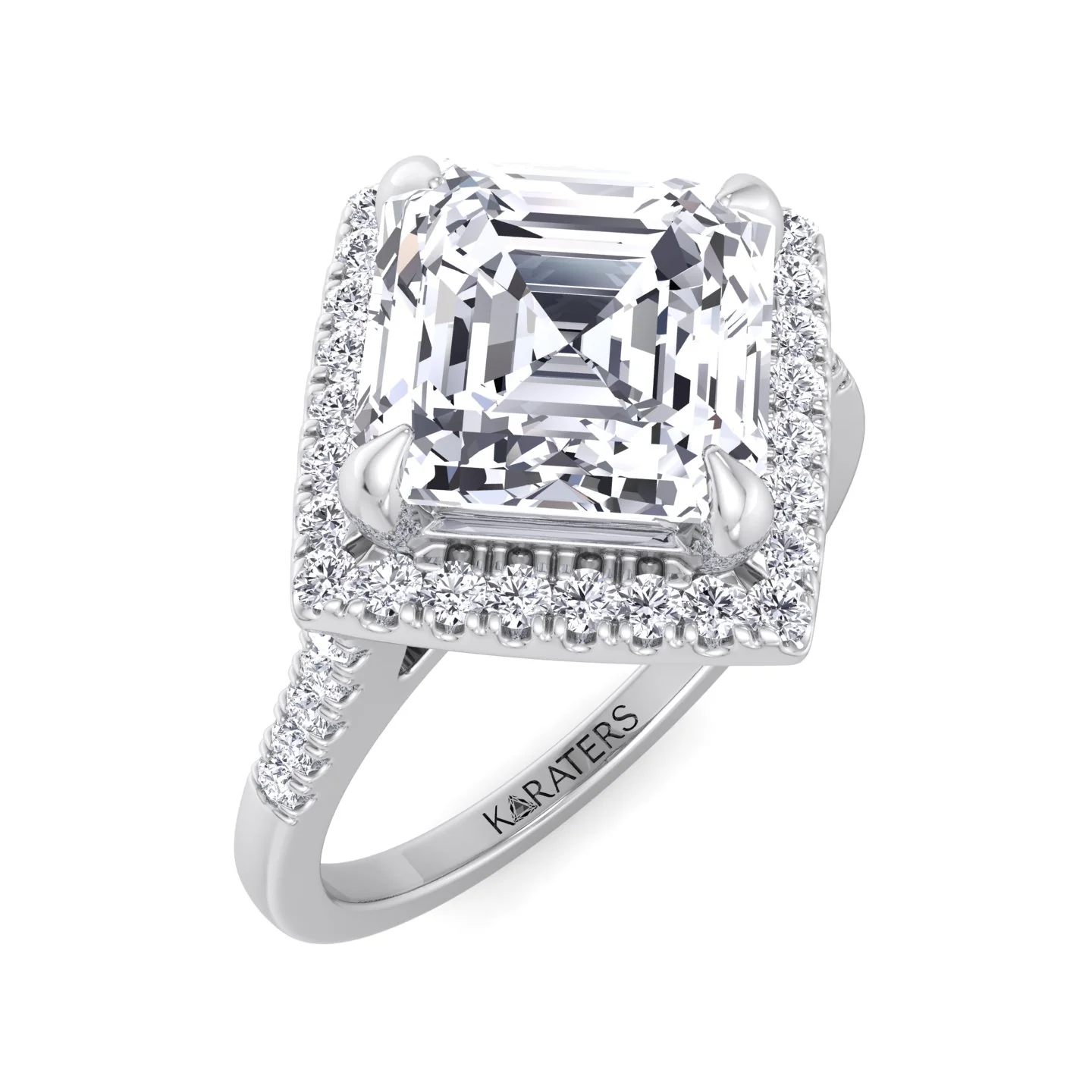Asscher Cut Lab Grown Diamond Engagement Ring With A Halo - Image 5
