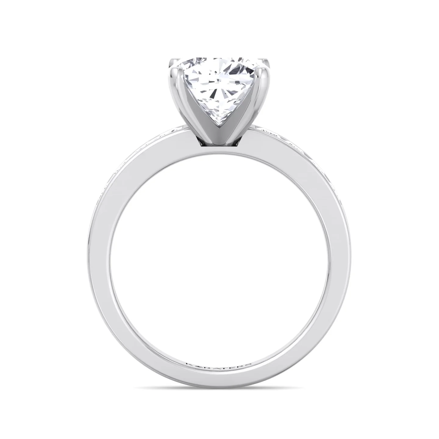 Cushion Cut Lab Grown Diamond Engagement Ring With Princess Cut SideStones - Image 5